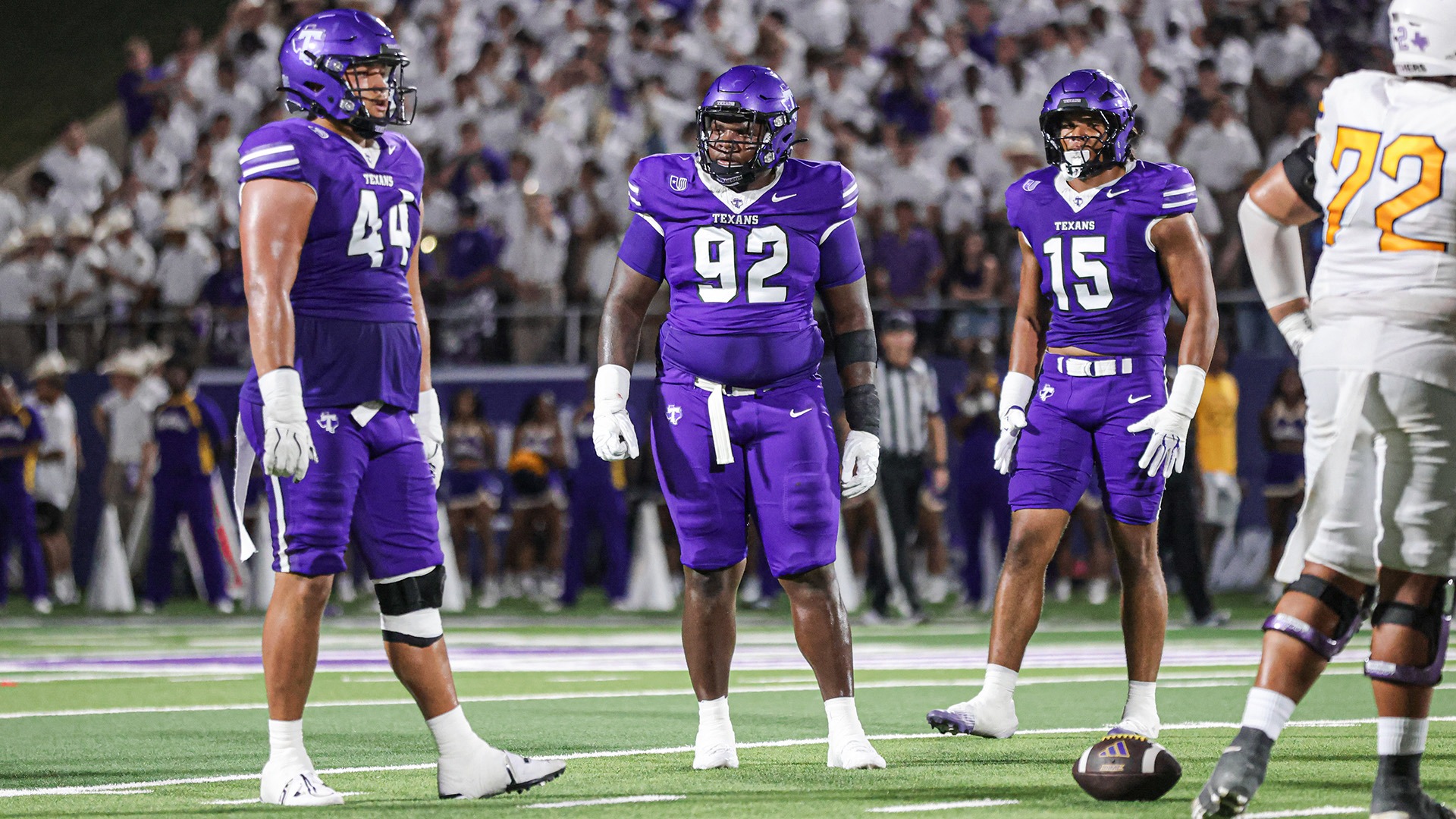 Tarleton State Football's O'Shea Miller, Manny Lawton and Isaiah Johnson (Photo Used Sept. 4, 2026)
