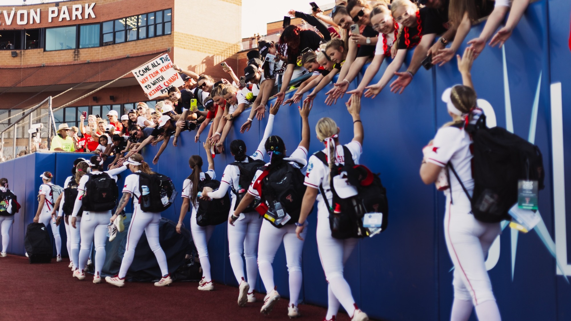 Texas Tech softball in Game 2 of the 2026 WCWS Finals against Texas