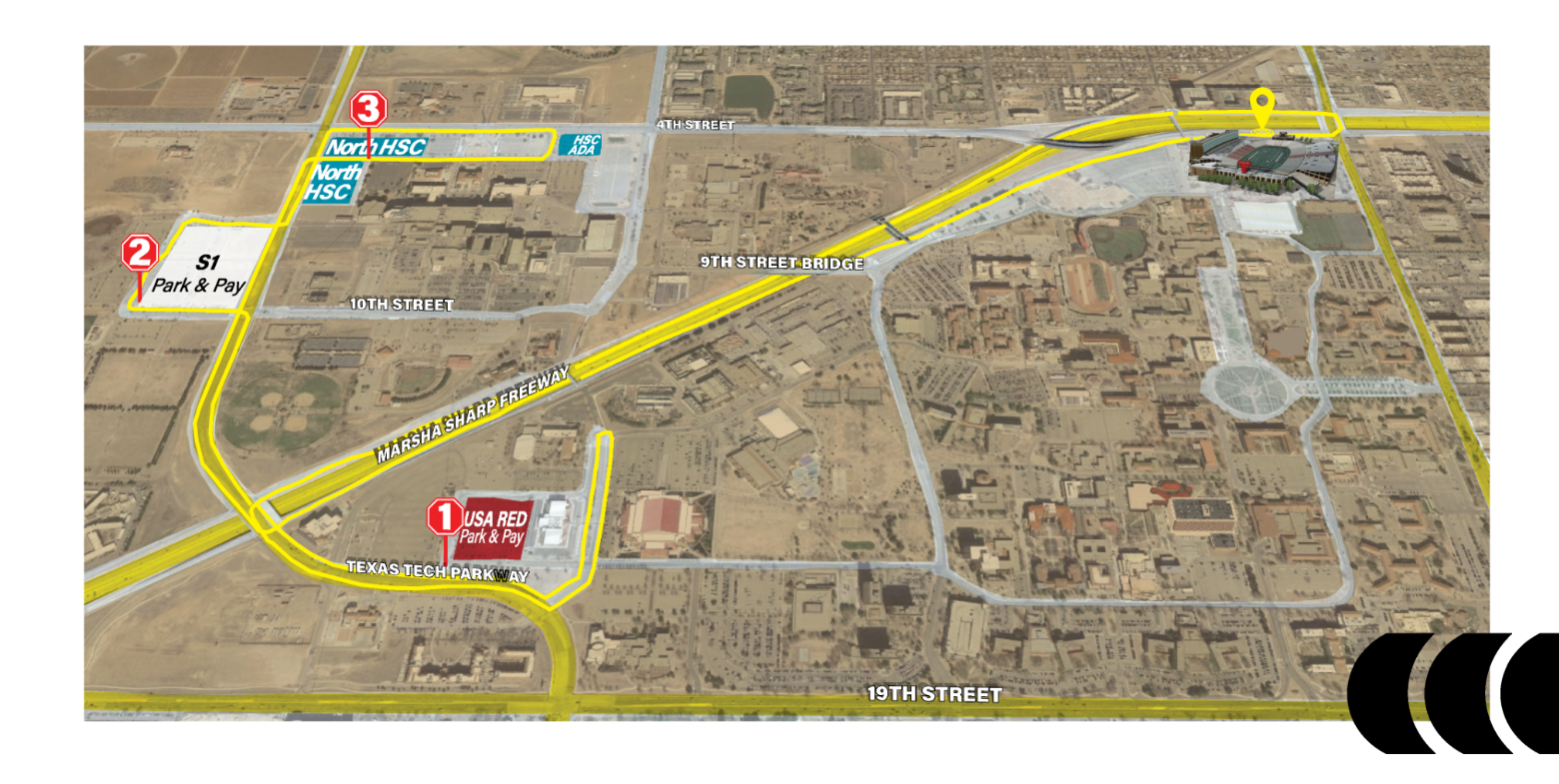 Postgame Citibus route map showing return service from Galaxy Stadium to USA Red Park and Pay, S1 Park and Pay and North HSC.