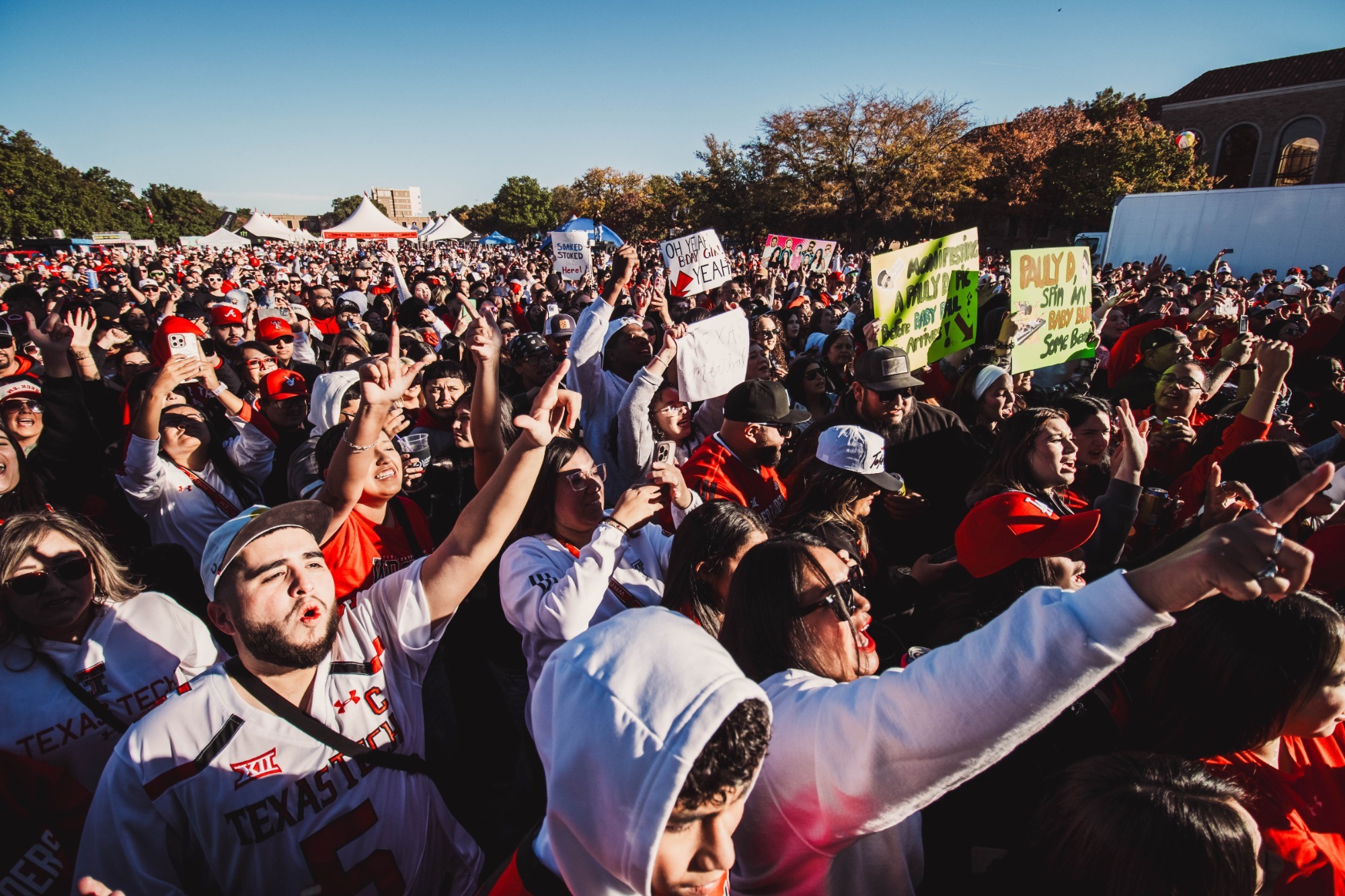 Red Raider fans gather during Raider Alley pregame festivities.