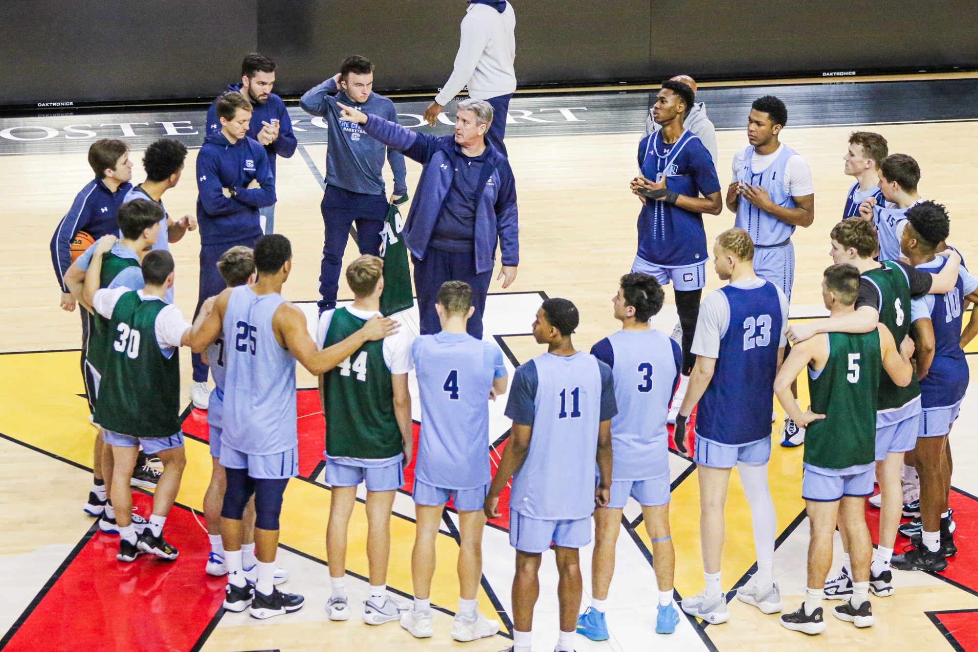 Basketball Team Huddle @VMI