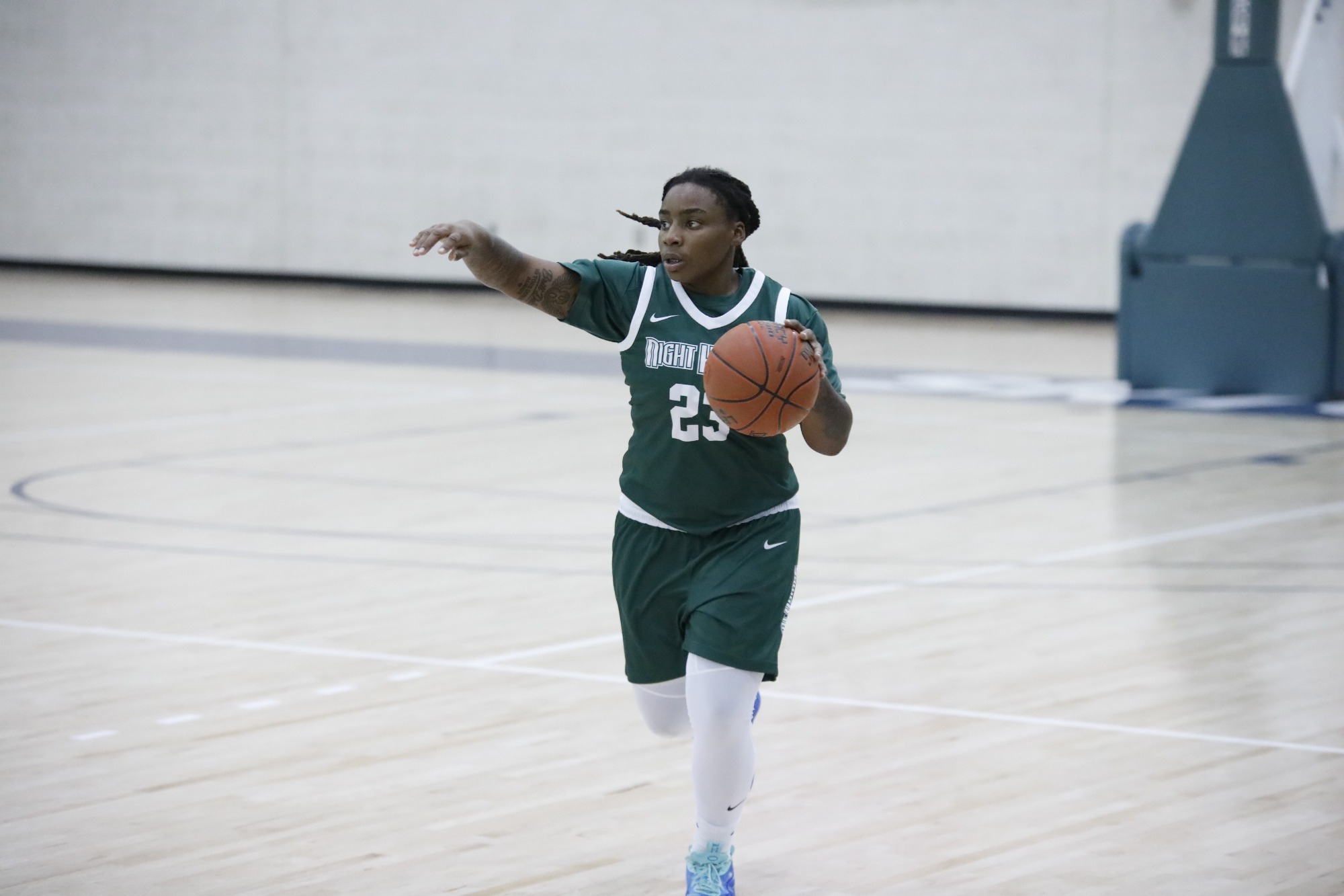Ameari Logan dribbling the ball