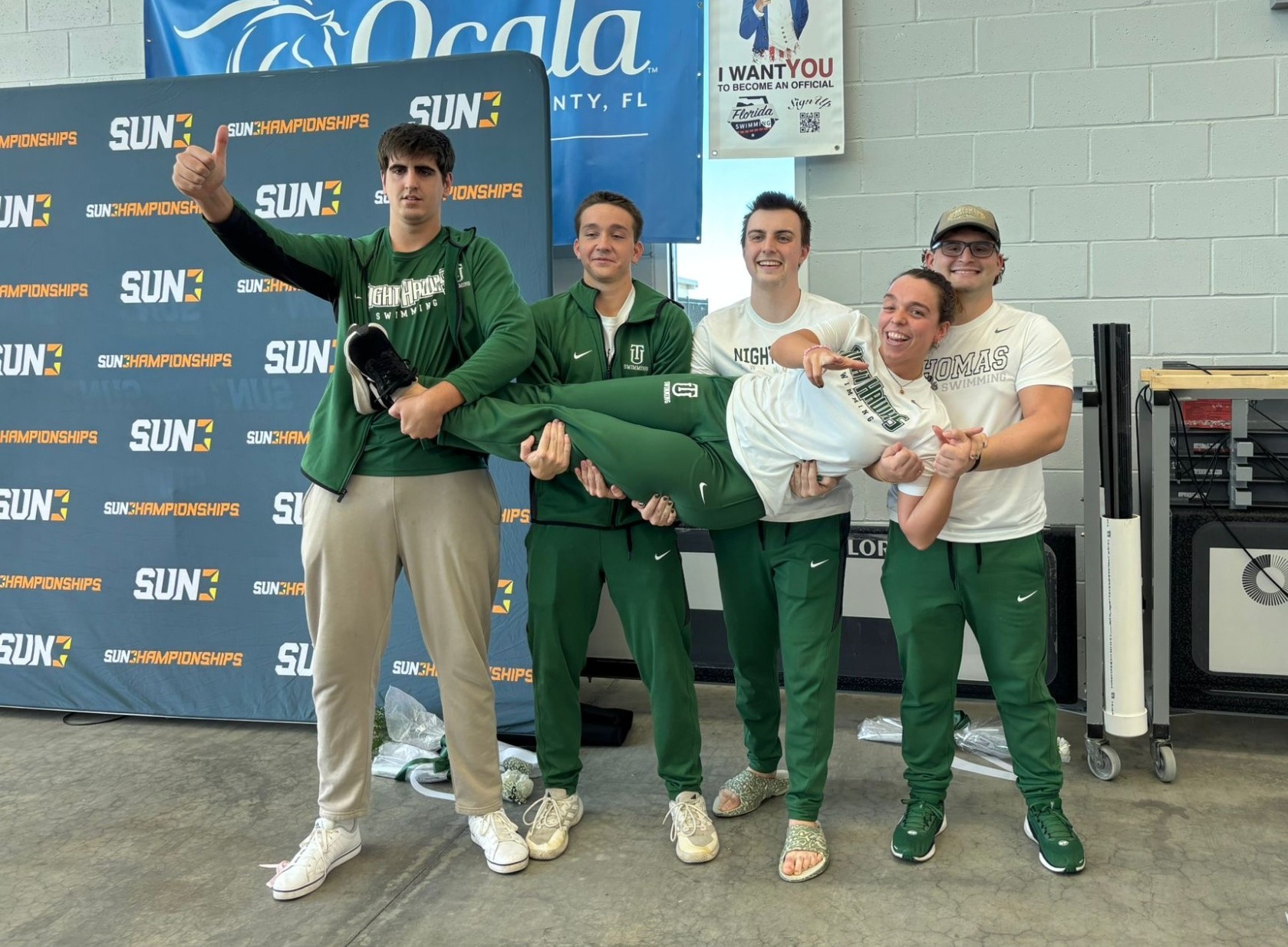 Swimming Seniors Honored at Sun Conference Championship