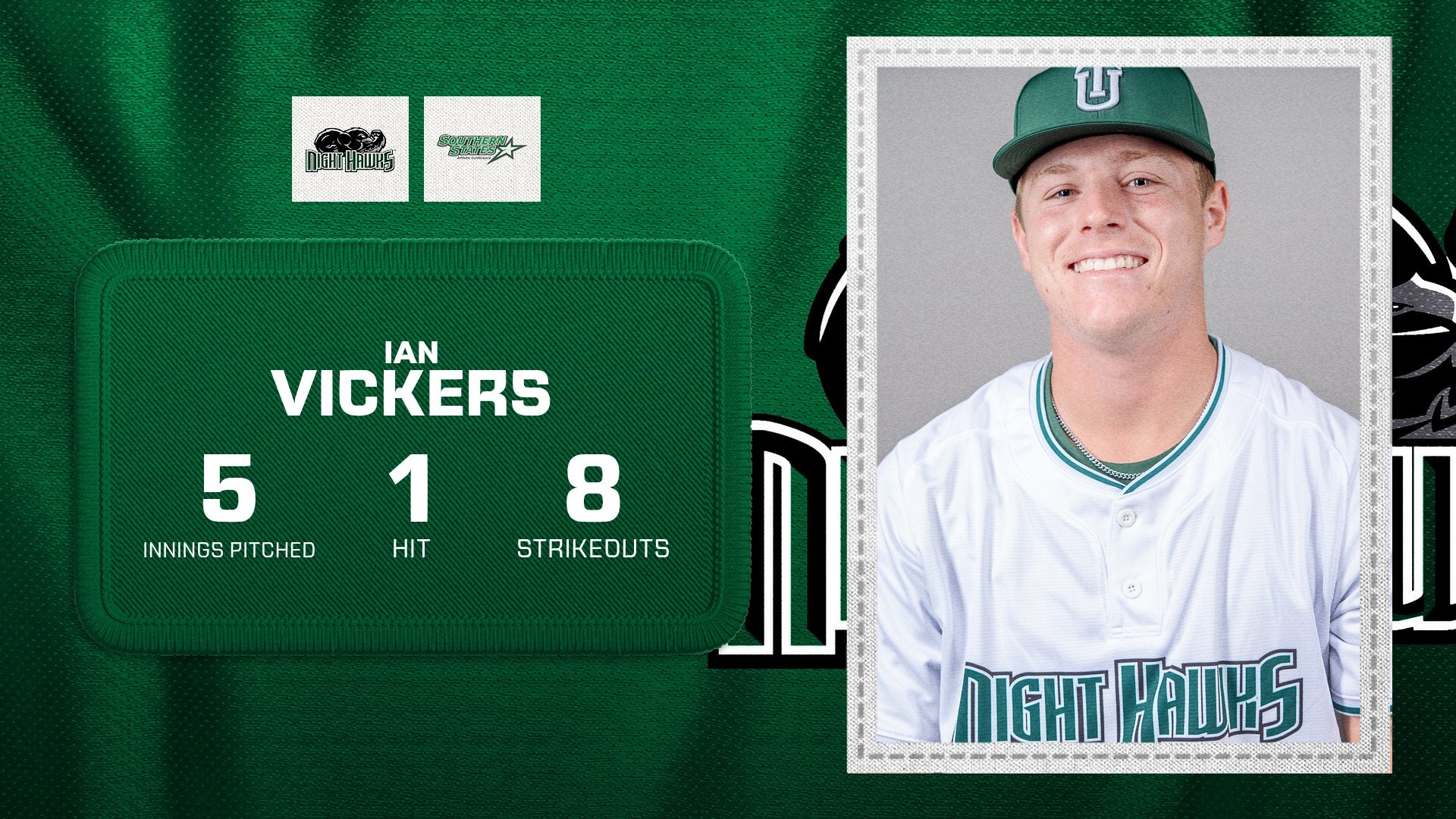 Ian Vickers wins SSAC Pitcher of the Week