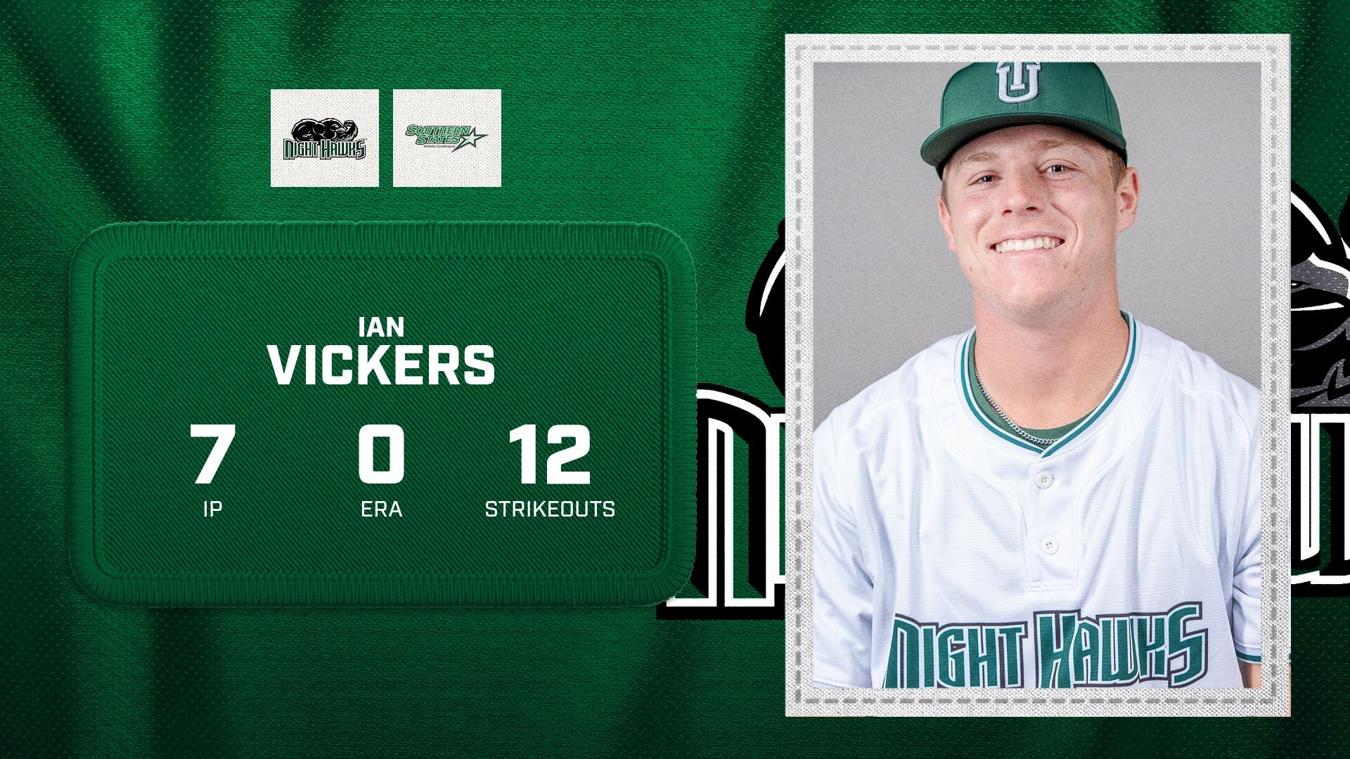 Ian Vickers Wins Second SSAC Pitcher of the Week