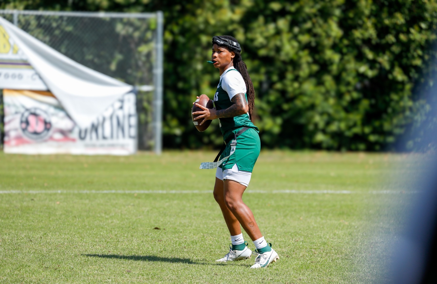 Destiny Lockett looking to throw a pass