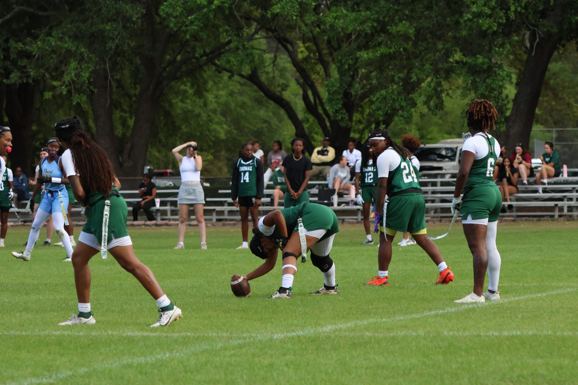 Flag football team plays against Point