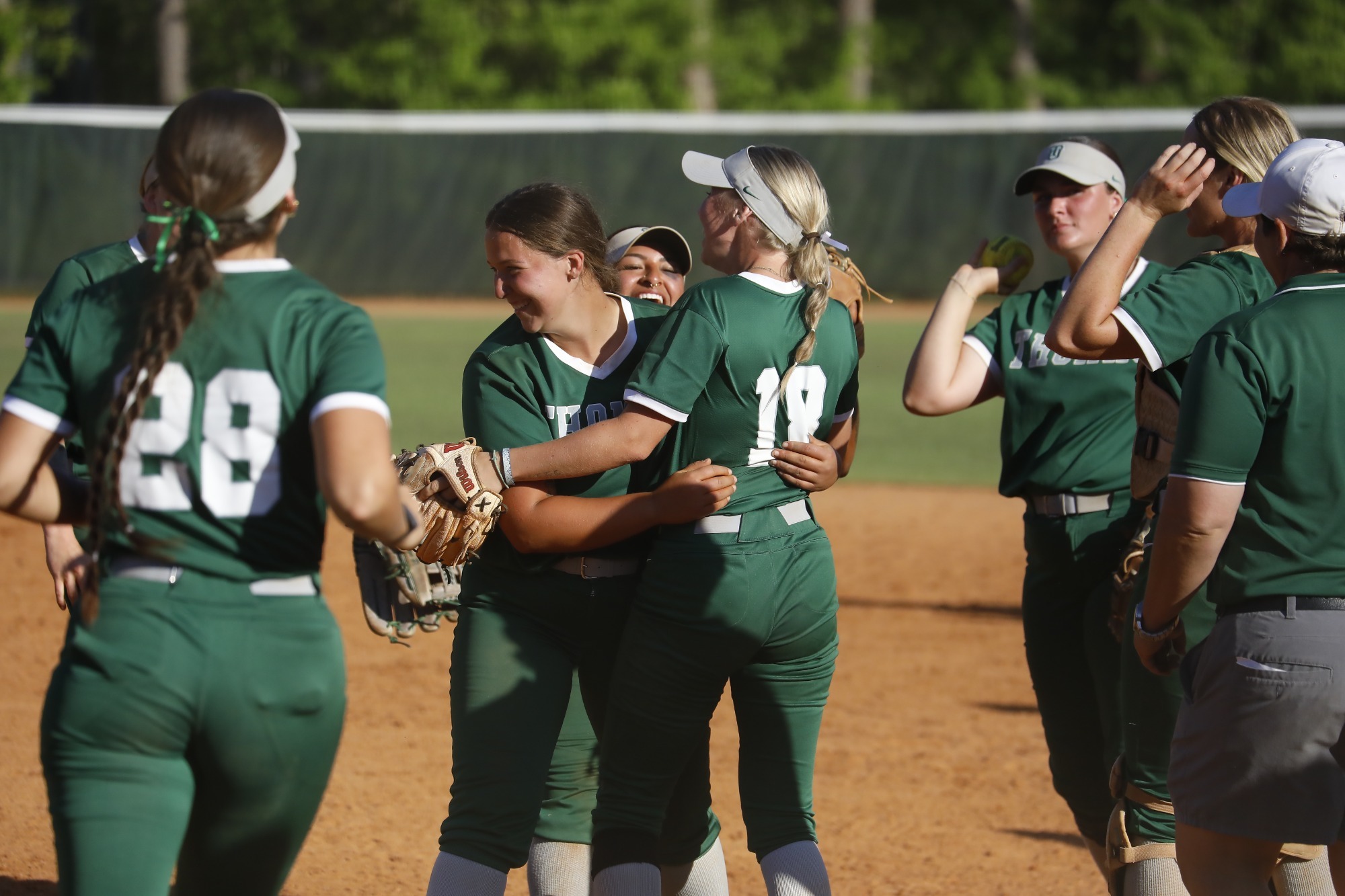 Cameron Clontz celebrates with teammates after a win