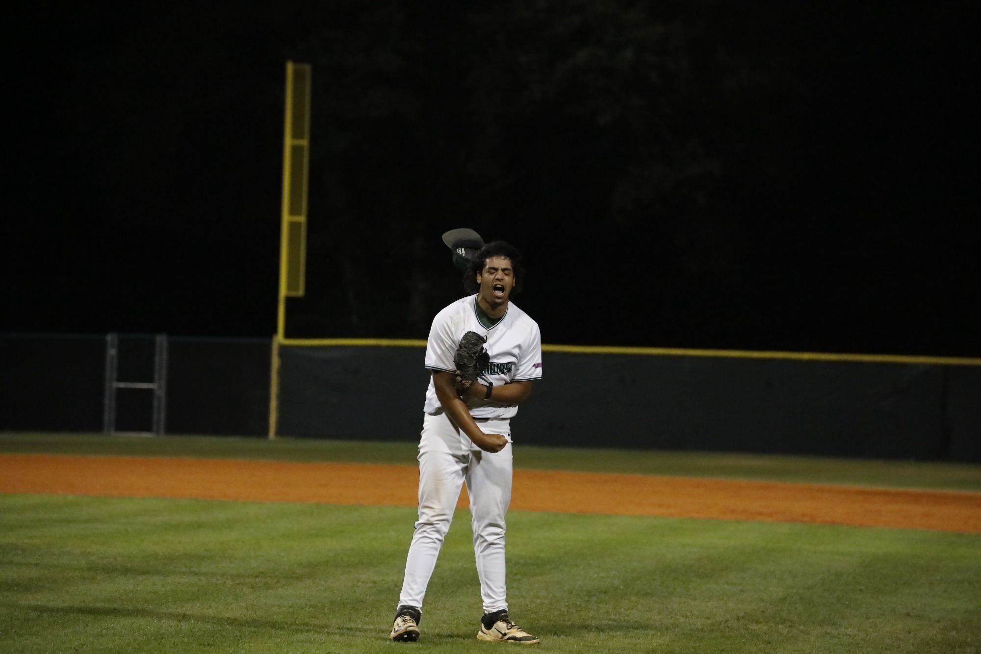 Isaac Padilla celebrates his complete game win over William Carey for the first win agains the Crusaders in program history.