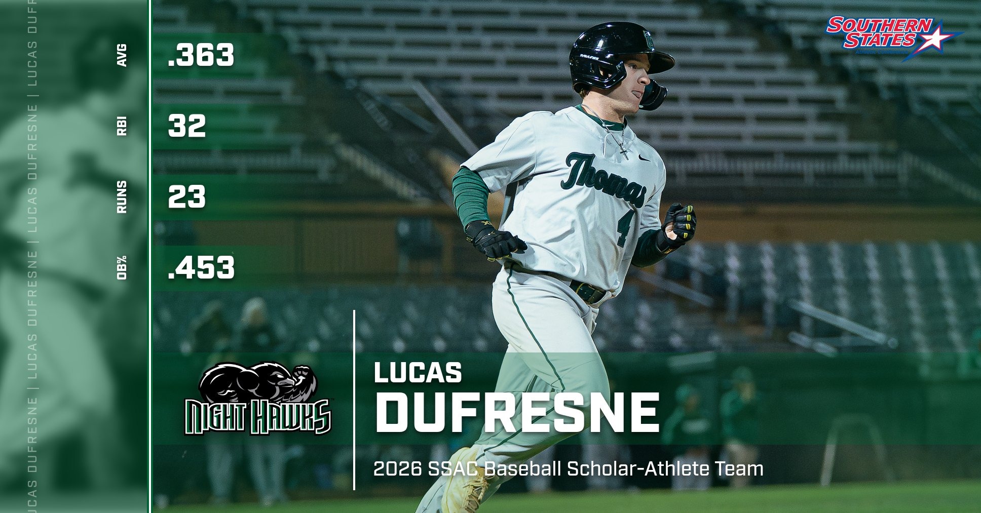 Lucas Dufresne earns 2026 SSAC Baseball Scholar Athlete Team honors