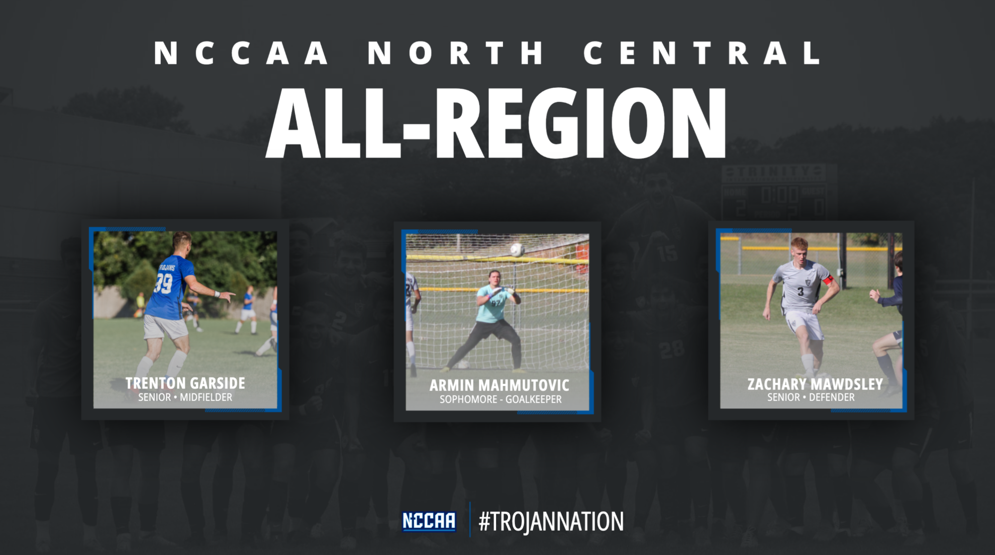Garside, Mawdsley, Mahmutovi NCCAA All-Region graphic