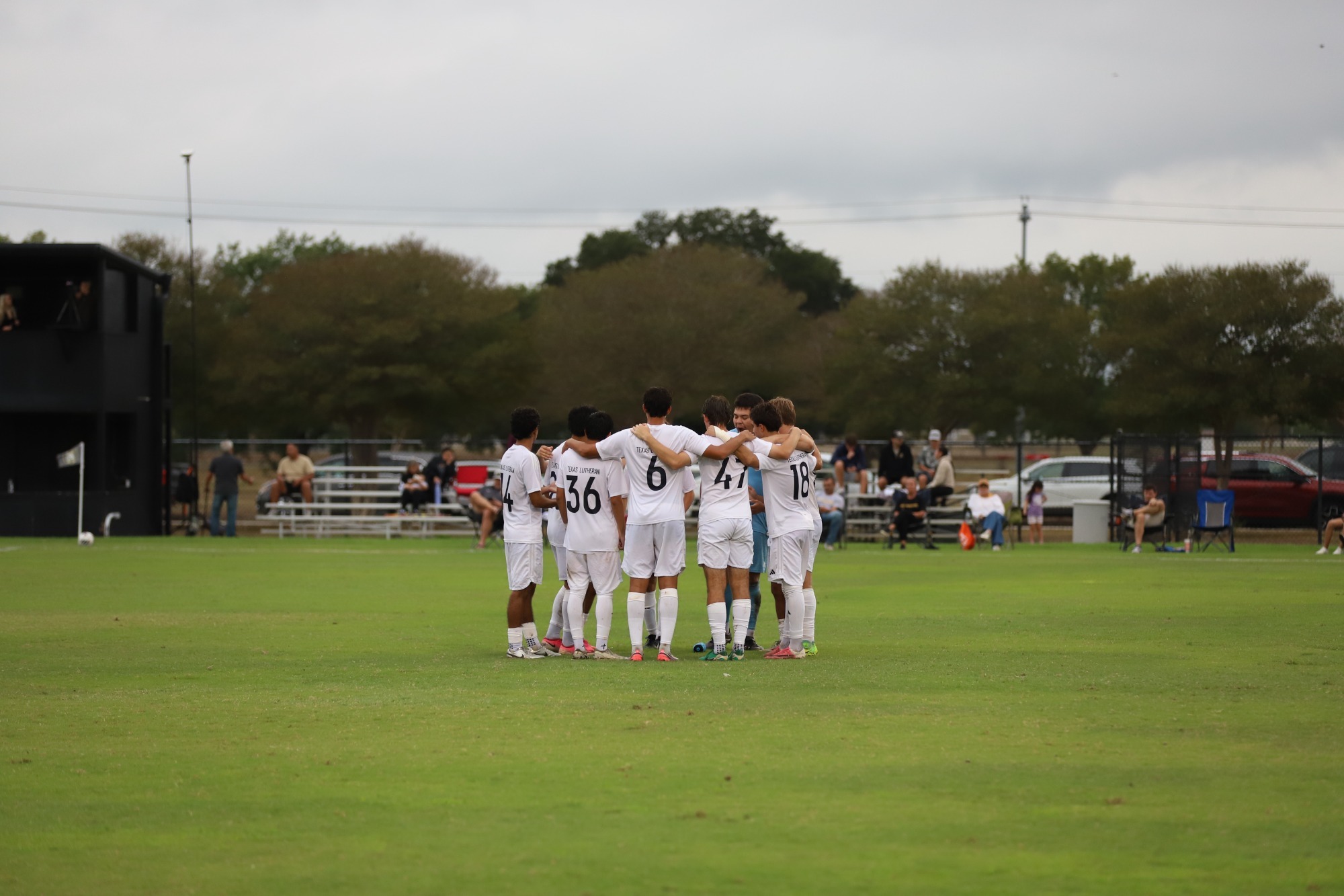 Men's Soccer huddle