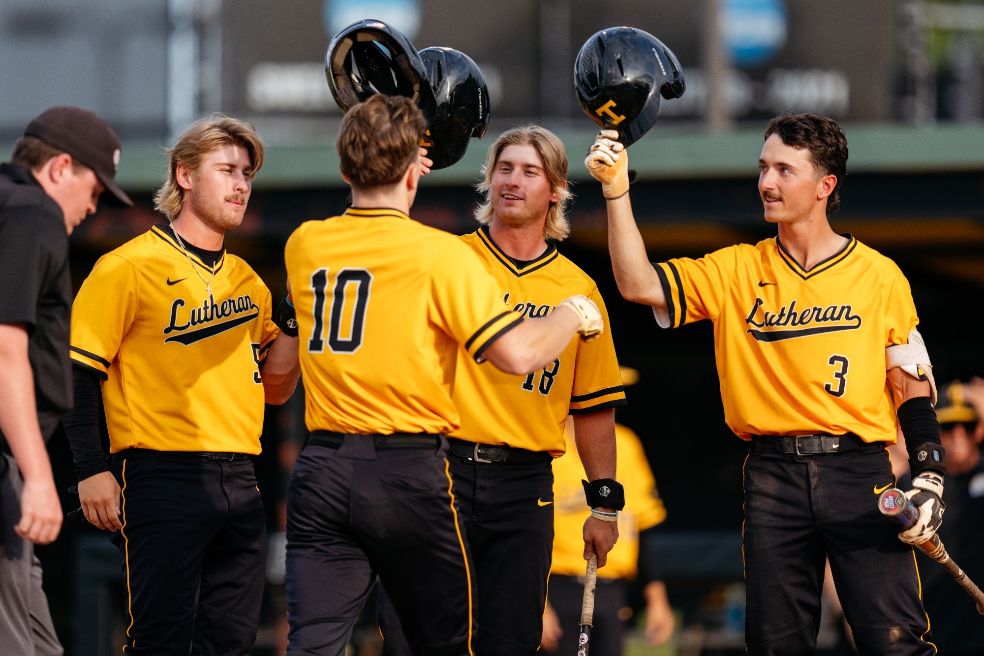 Caleb Small celebrates at home plate after homer