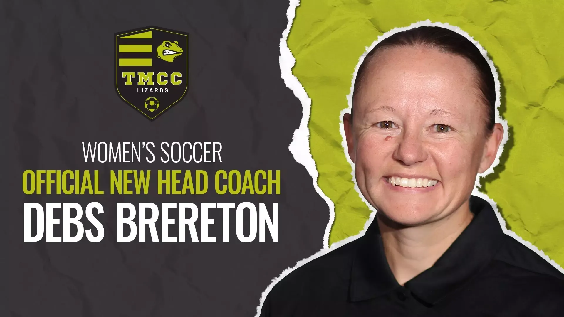 Graphic of Official New Women's Soccer Head Coach - Debs Brereton