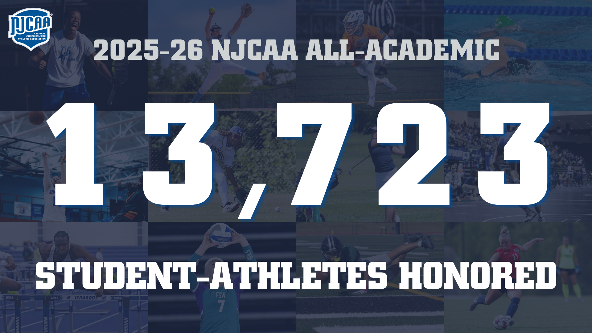 All-Academic Winners Graphic — '2025-26 NJCAA All-Academic – 13,723 Students Honored'