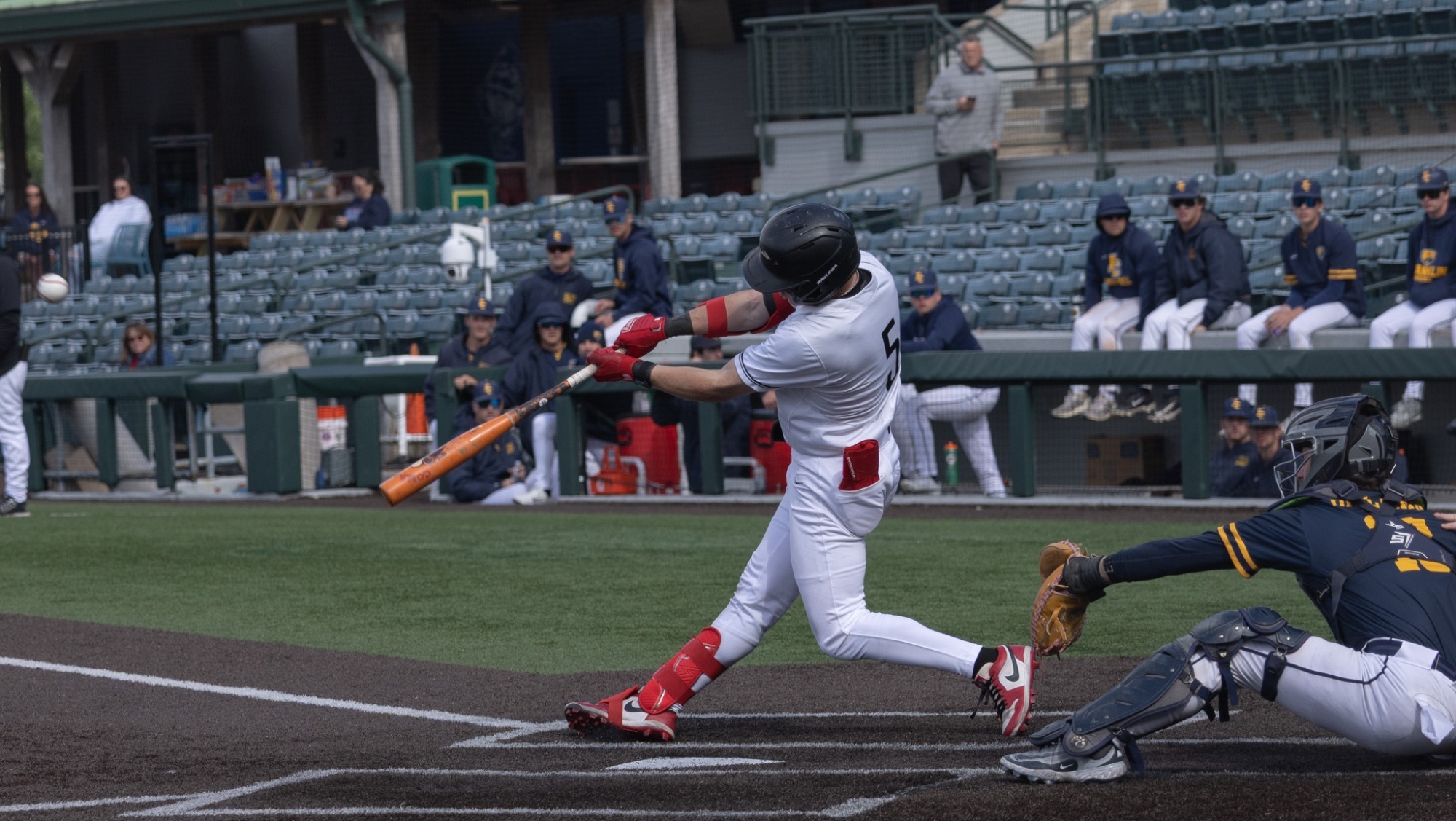 Brenton Alcorn connects for a hit in Transylvania's win over Franklin