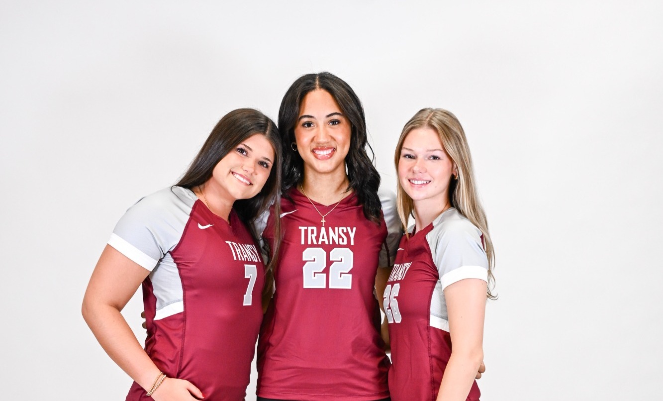 Peyton Mast, Cecelia Roberts and Julia Brown pose for a photo at the 2026 Transylvania Media Day.