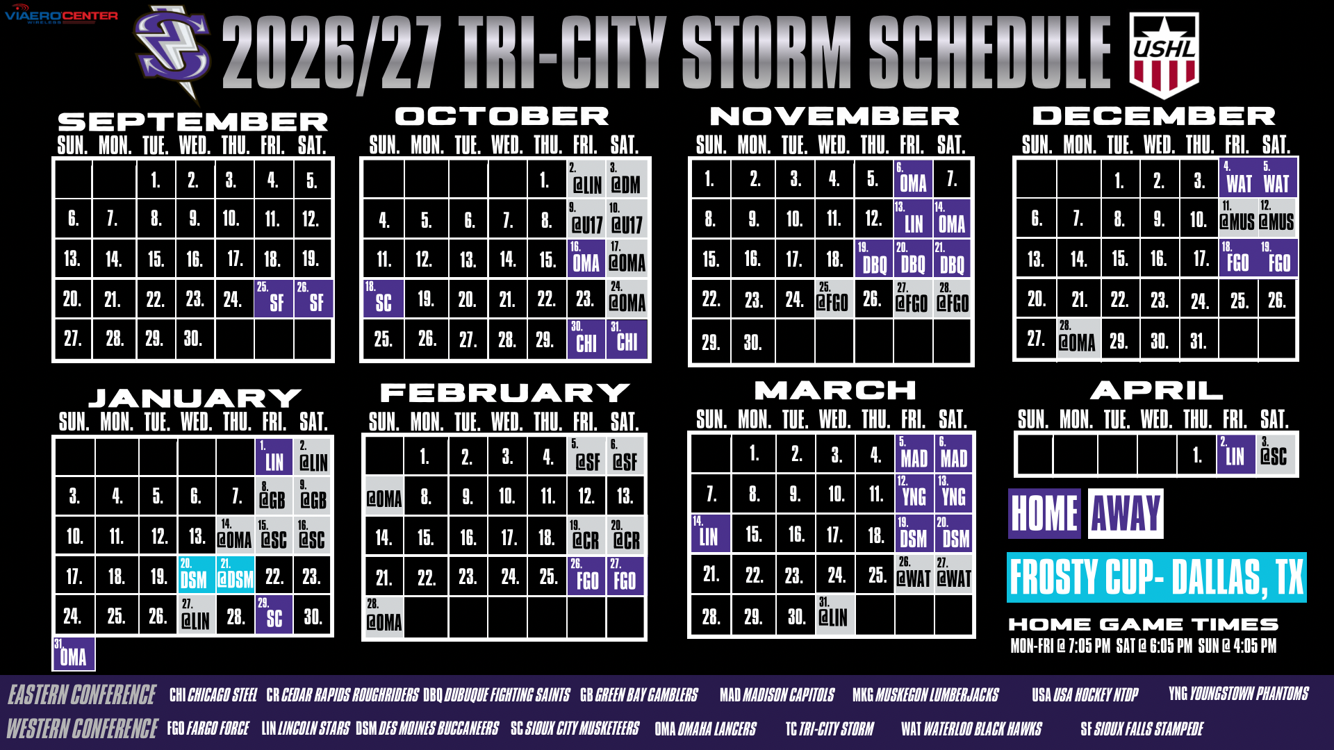 2026/2027 Tri-City Storm Schedule