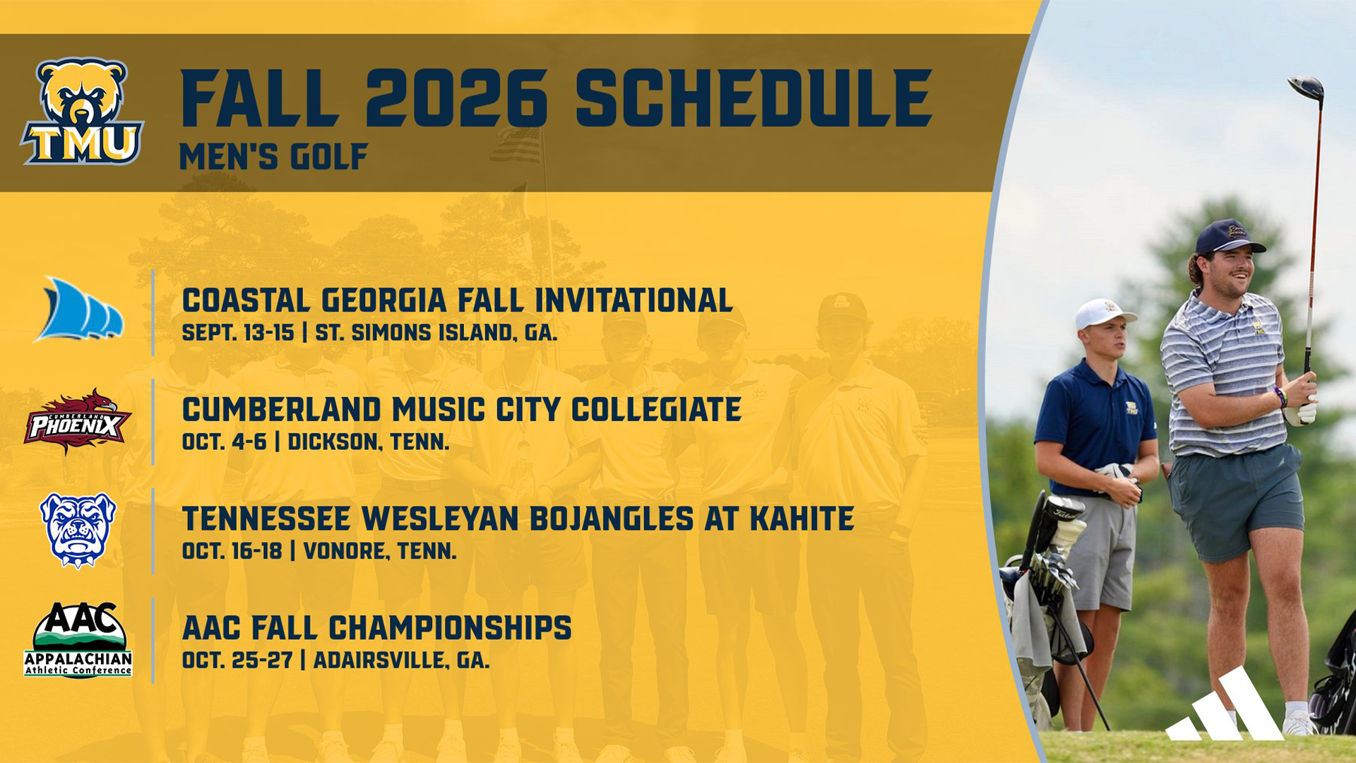 MGolf Fall Schedule
