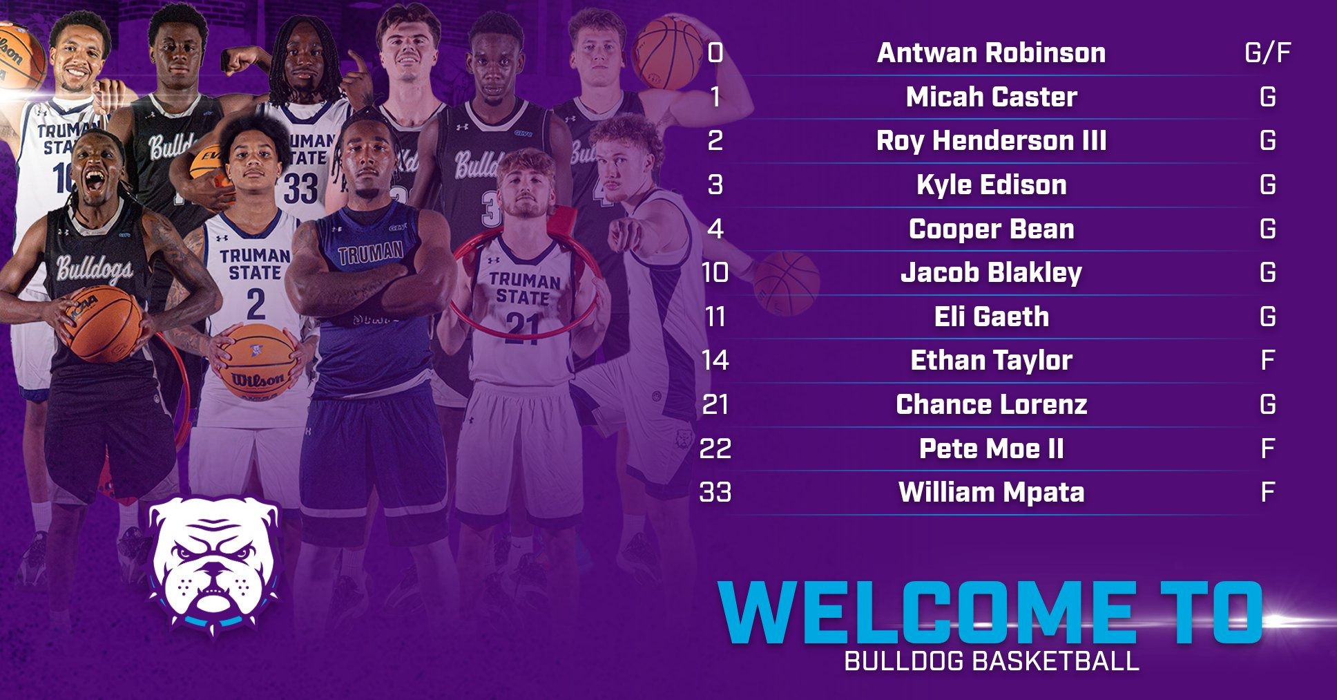 2026 Men's Basketball Newcomers welcome announcement with numbers and positions