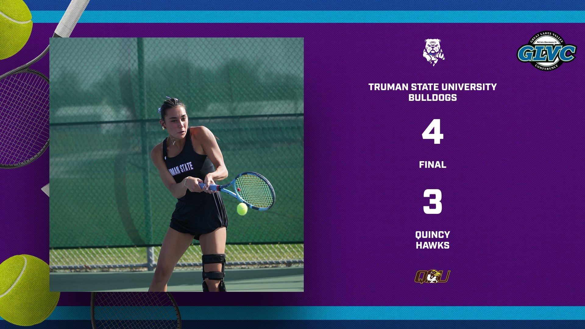 Tennis 4/20/26 Final Score Truman State 4, Quincy 3