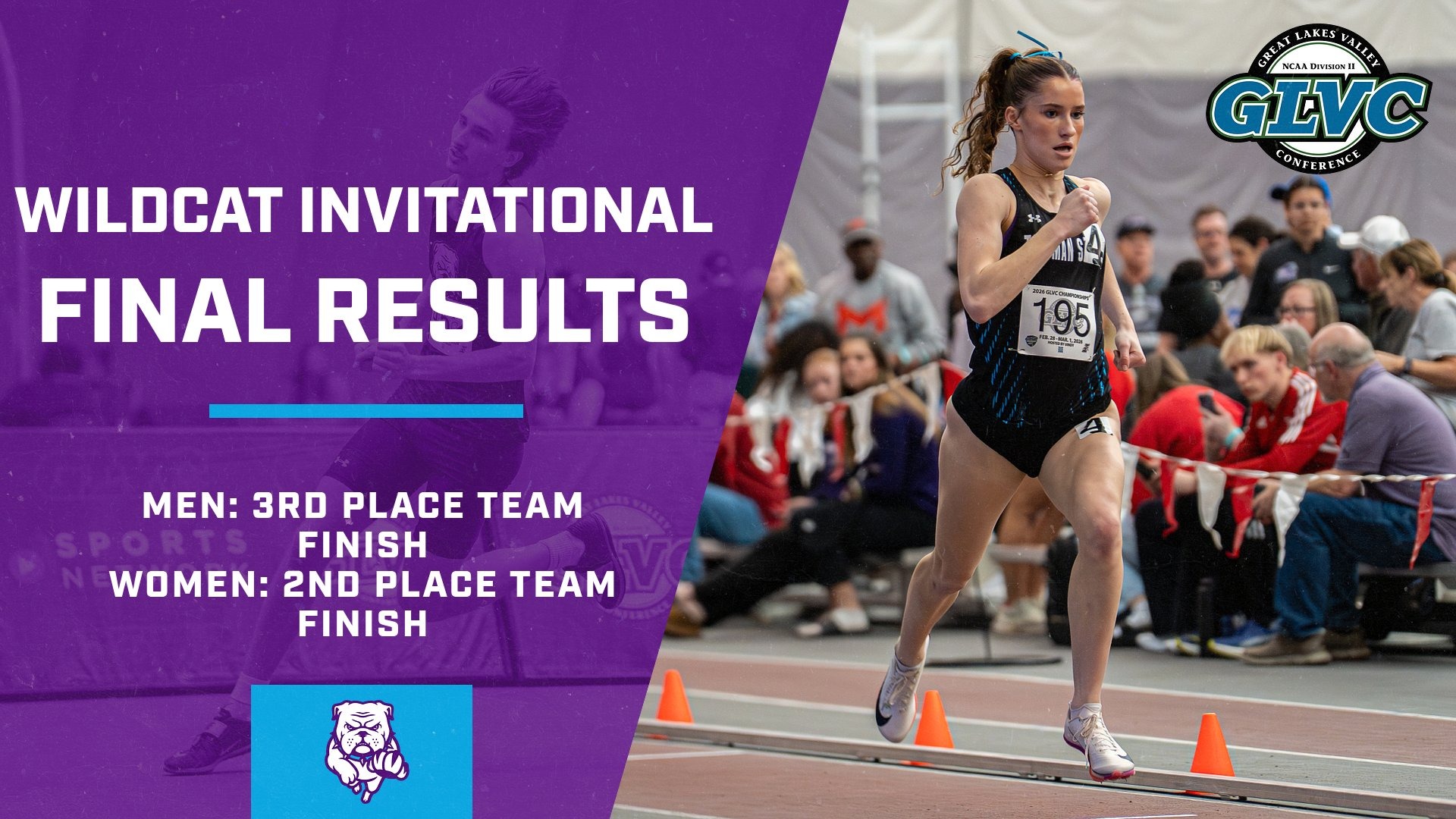 Track and Field Wildcat Invitational Final Results Wildcat Invitational results: Men 3rd, Women 2nd displayed in purple.