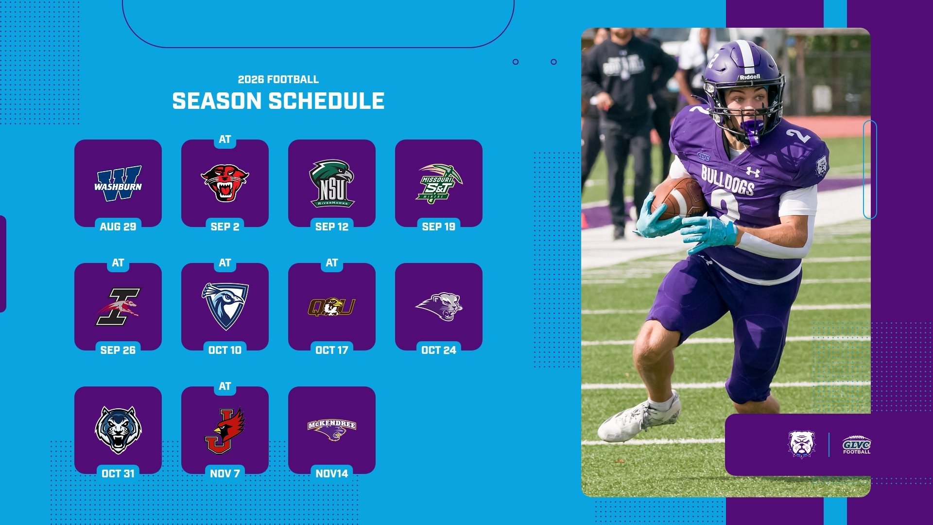 Football 2026 Season Release Season schedule for 2026 Football with match dates and opposing teams shown.