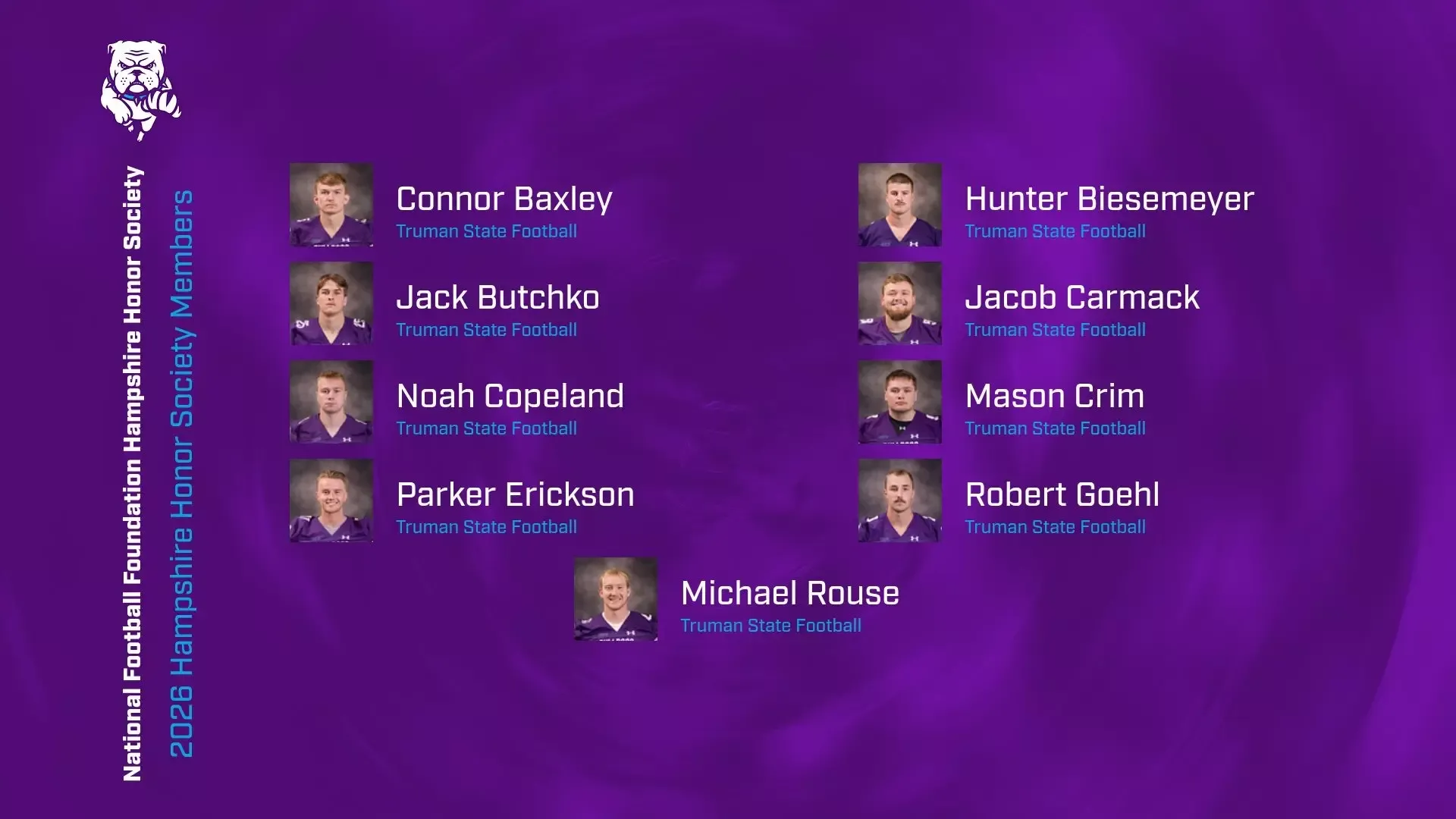 2026 Football Hampshire Membership Class Nine Truman Football Players Earn Spots in NFF Hampshire Honor Society