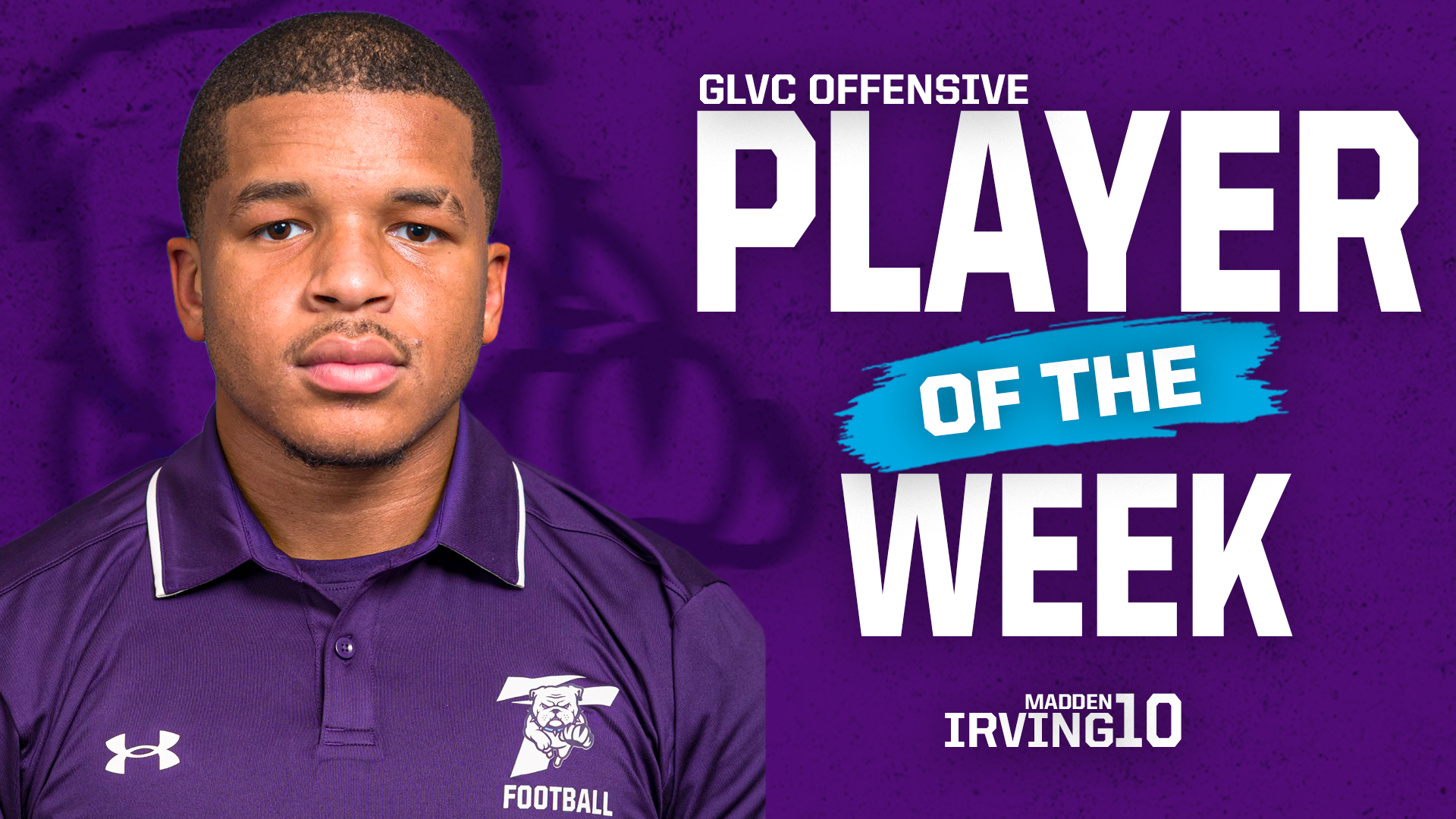 Madden Irving GLVC Offensive Player of the Week announcement 9/28/26