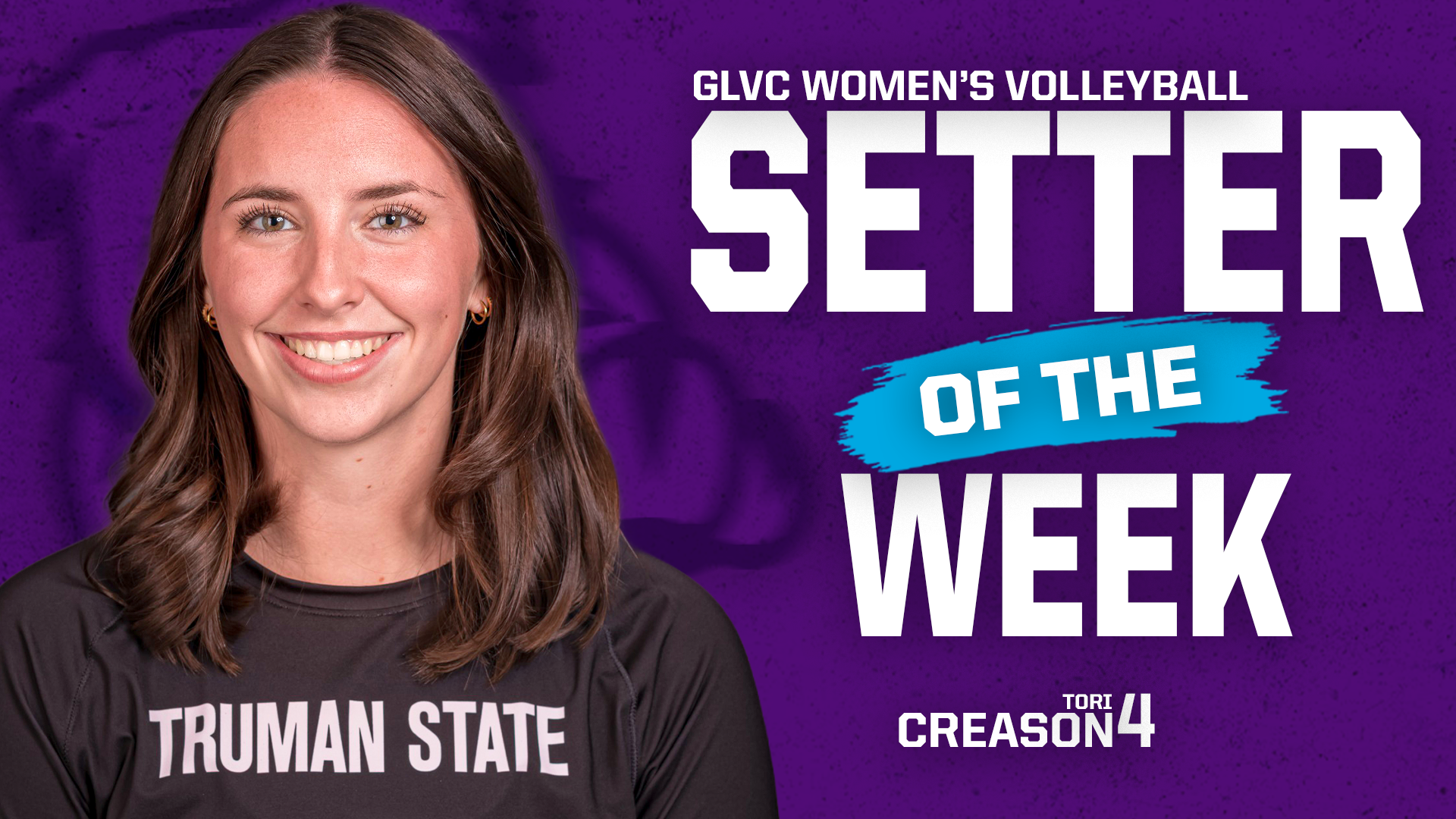 Tori Creason GLVC Setter of the Week Award announcement 9/28/26