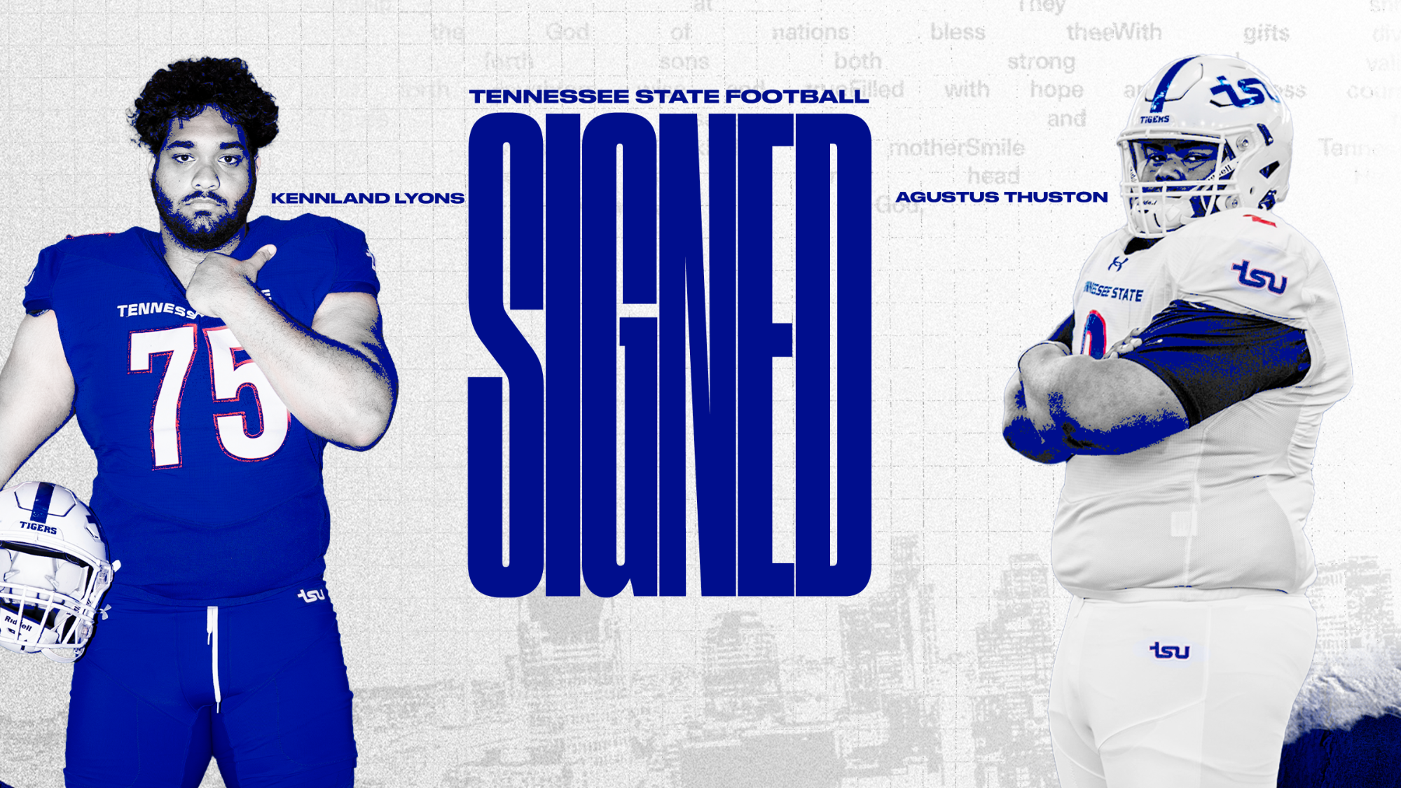 defensive lineman Kennland Lyons and offensive lineman Gus Thuston