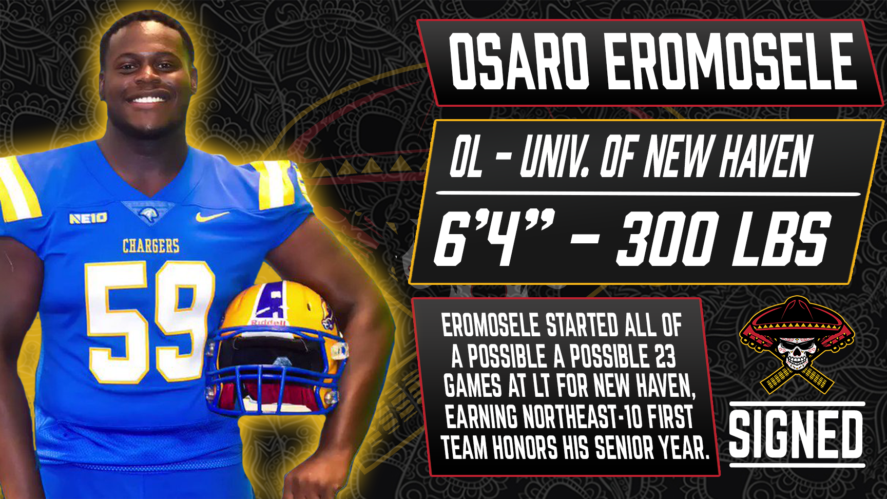 OFFENSIVE LINE BOLSTERED AS TUCSON SIGNS EROMOSELE Tucson Sugar Skulls