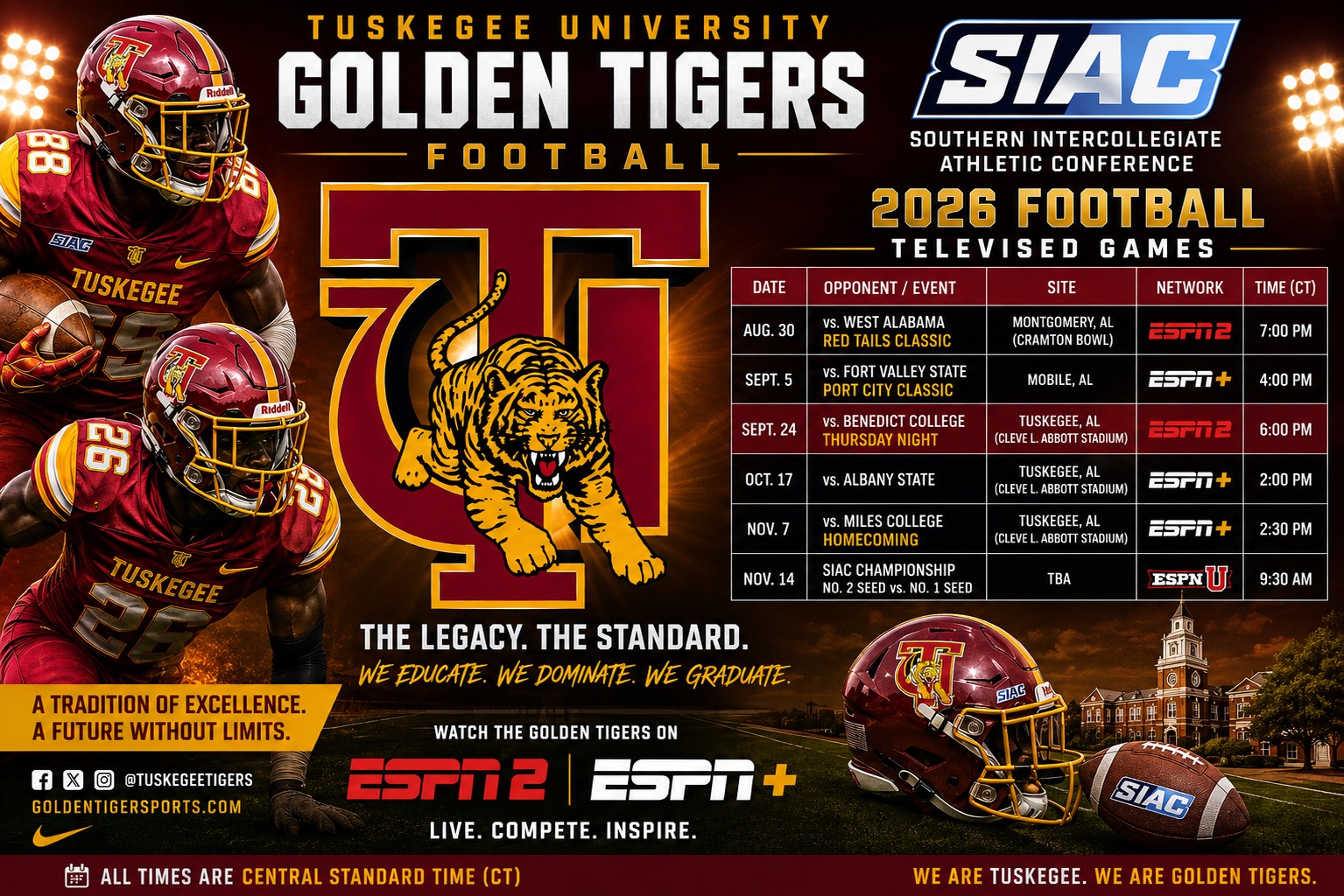Tuskegee schedule graphic 2026
