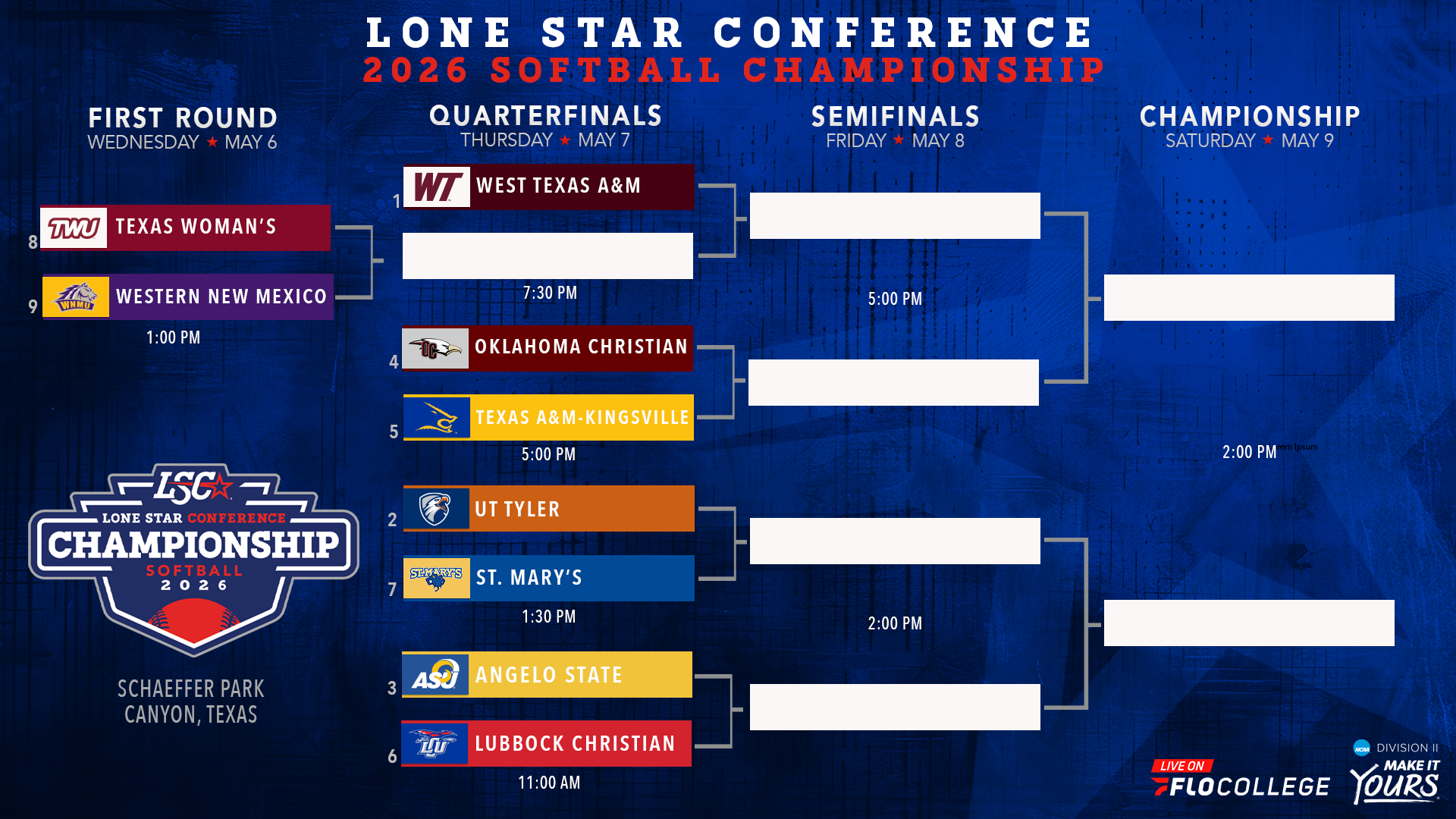 2026 LSC Softball Bracket
