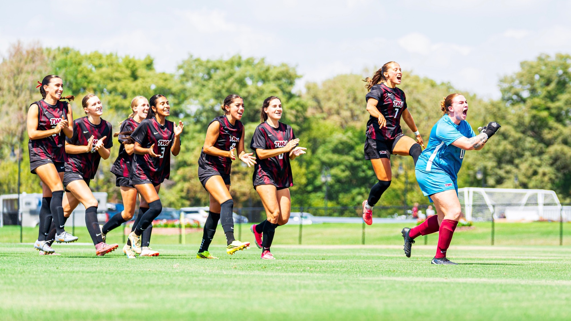 TWU Soccer yells at start