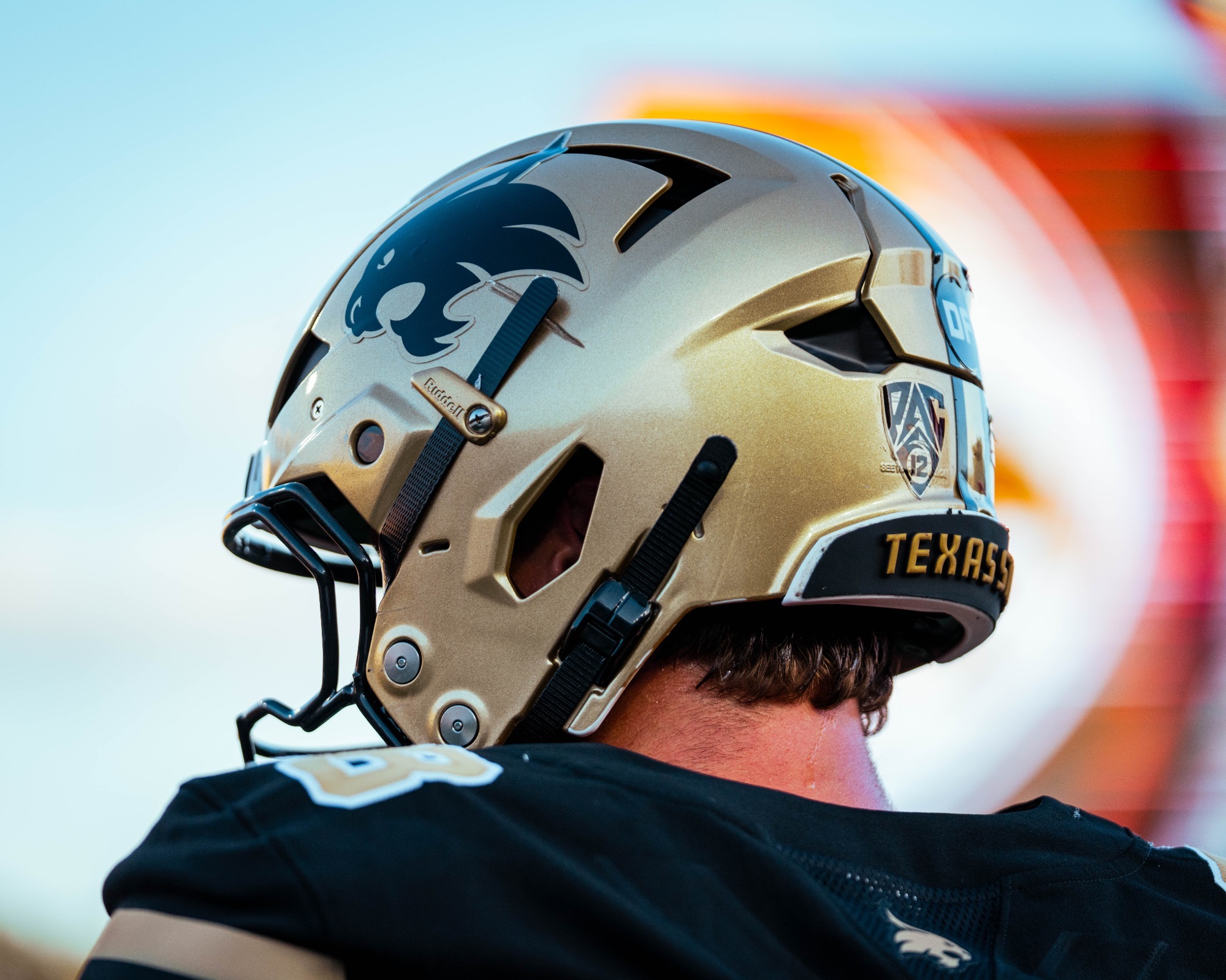 Football Gold Helmet with Pac-12 Logo