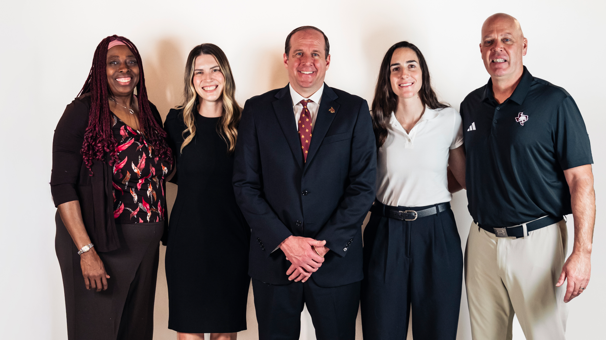 Texas State Women's Basketball Staff Additions, Latoja Schaben, Hanna Macer, Chris Kielsmeier, Evie Goetz and Kevin Hackerott
