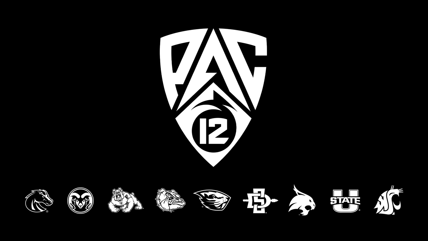 Pac-12 Operational Updates Graphic with Pac-12 logo and all 9 school logos represented