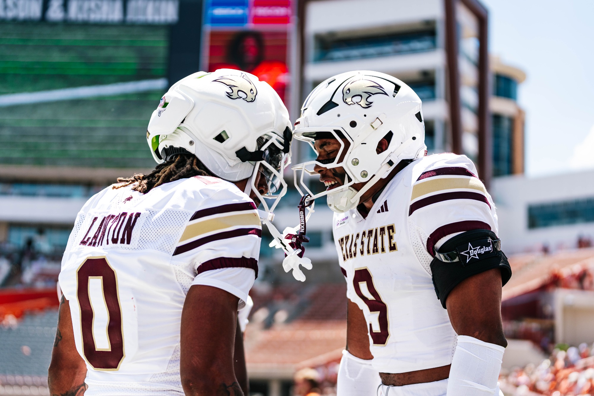 Texas State football game action at No. 5/4 Texas