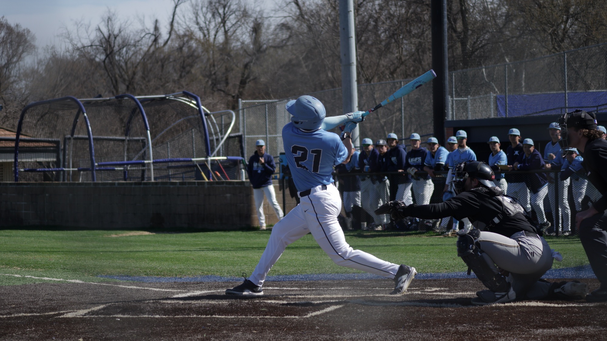 UAFS baseball player in a game at Crowder Field