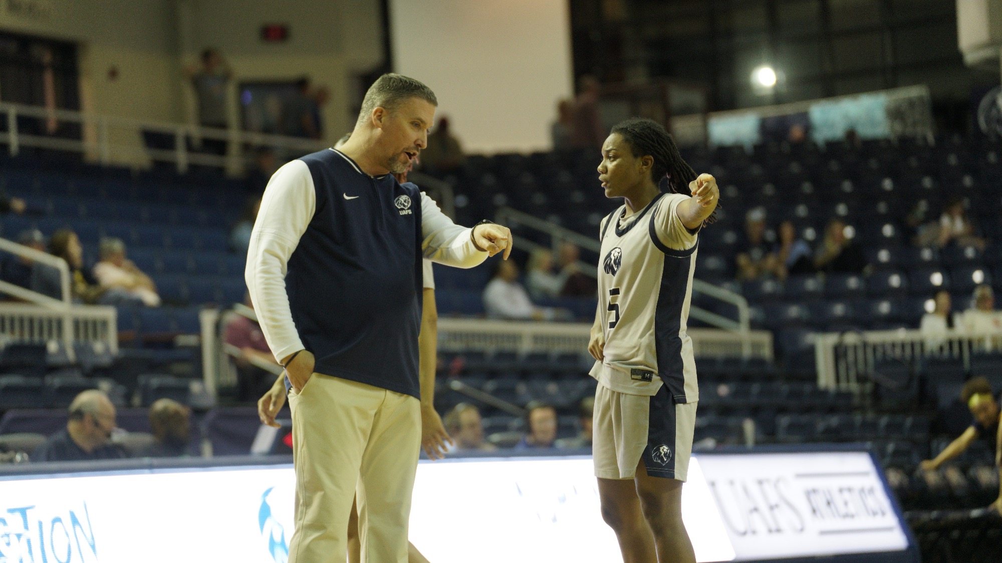 UAFS Basketball player in a game at Stubblefield Arena.