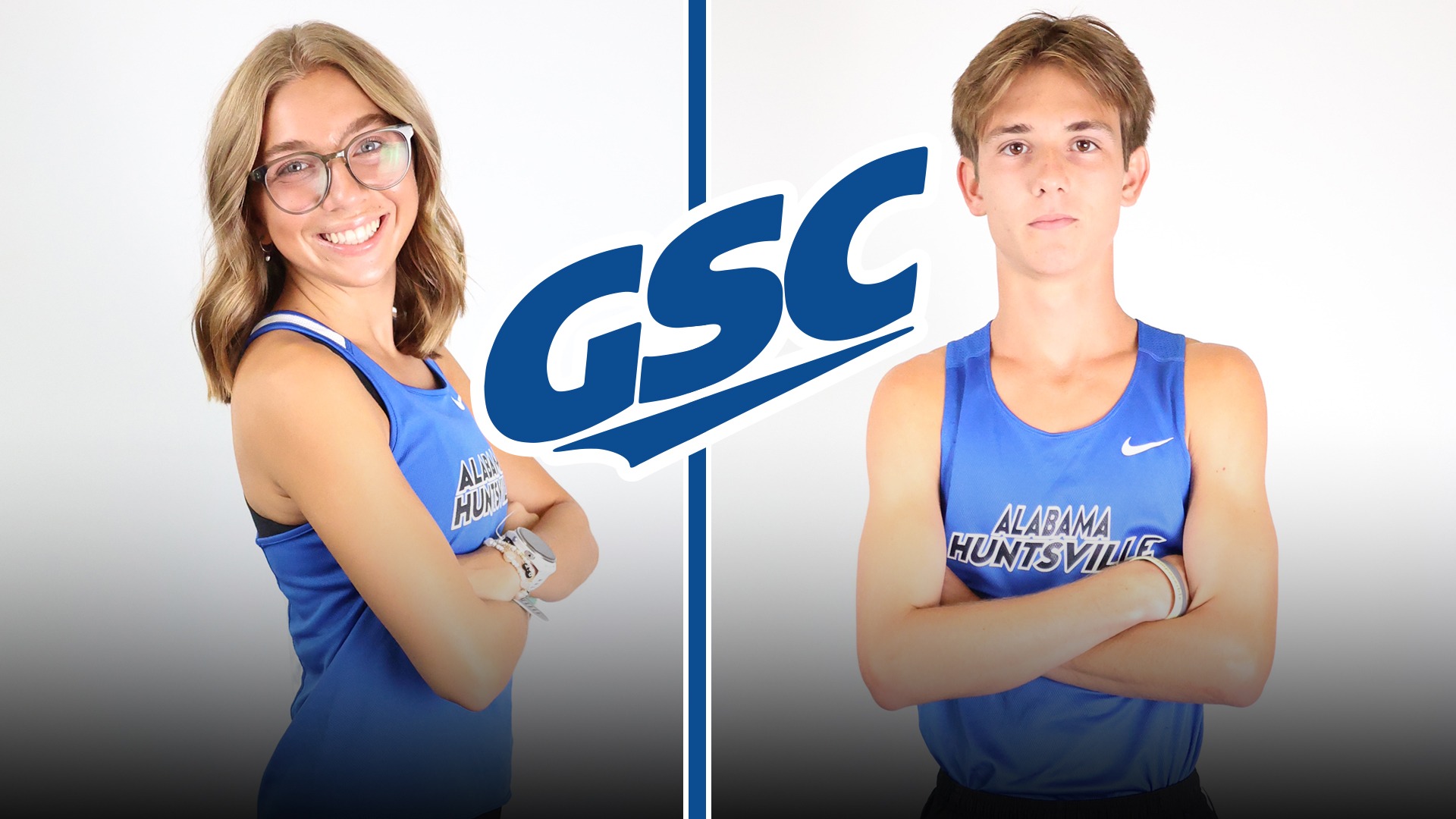 Lucy Barker and Dakota Frank photos side by side with GSC logo in middle