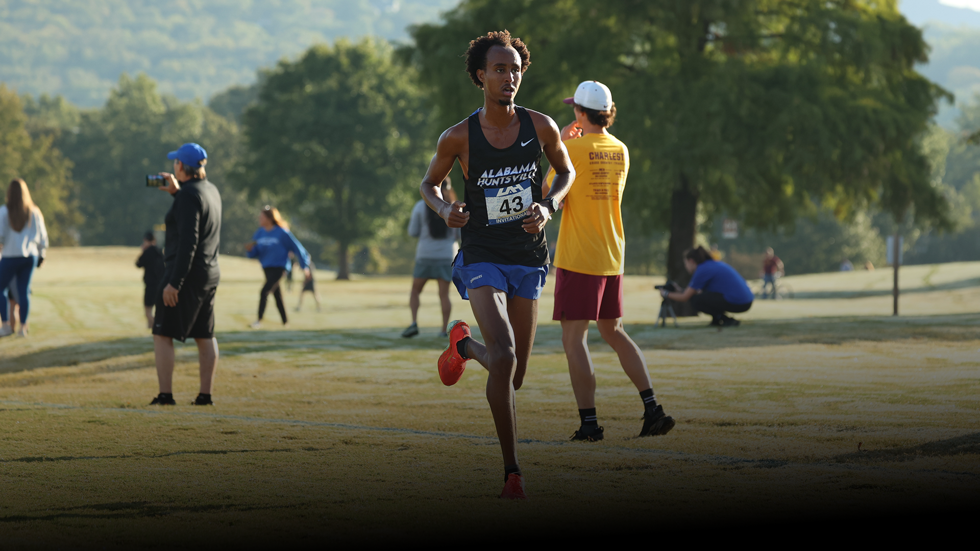 Ahmed Ibrahim running the UAH XC Invitational