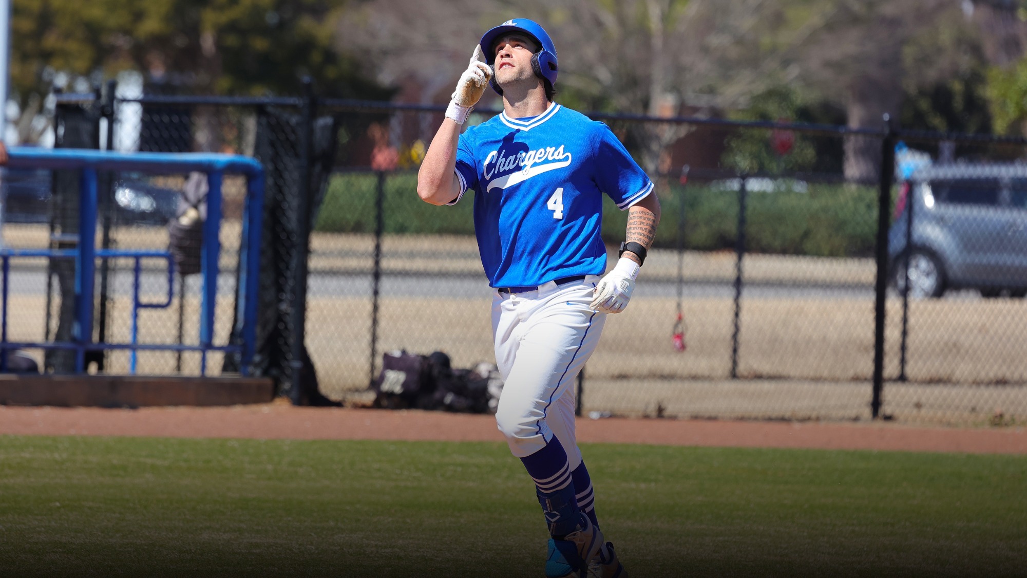 Brock Butler pointing up circling the basepaths