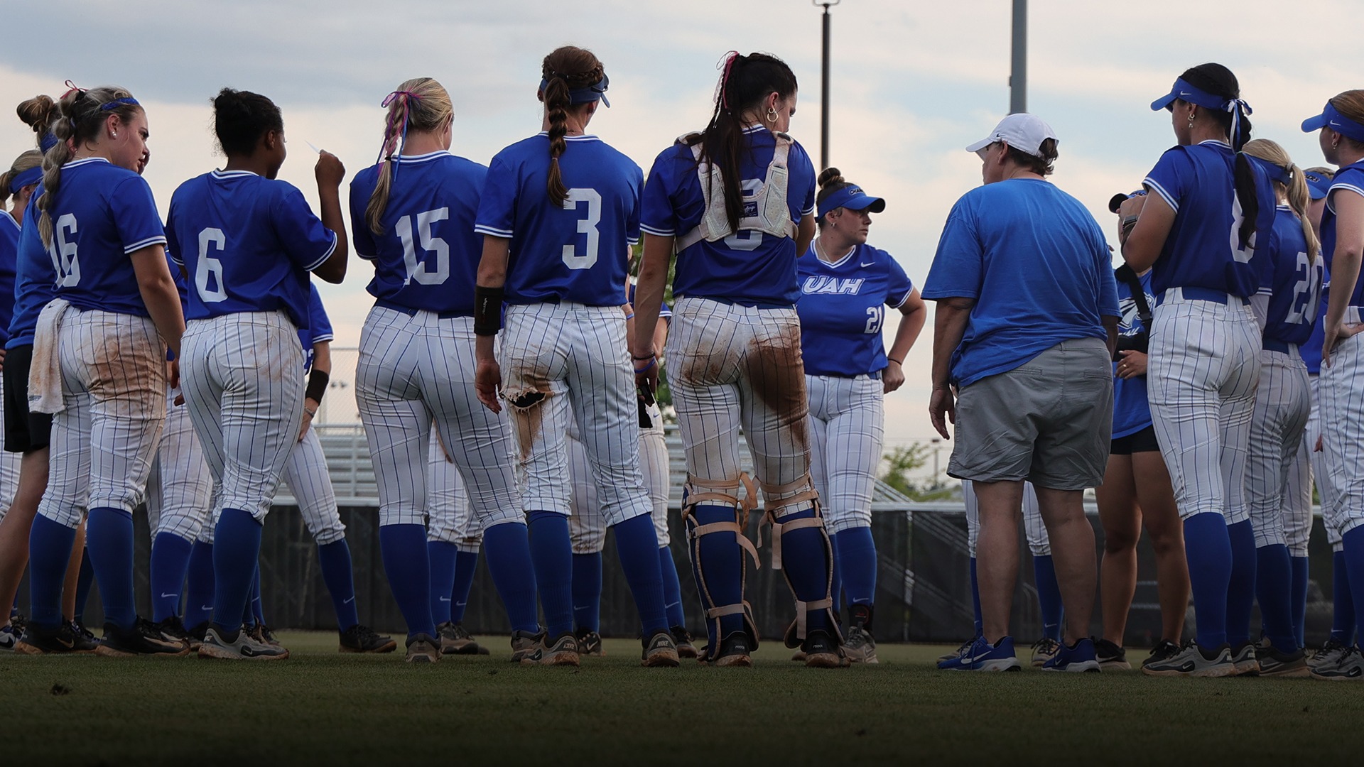 Softball team huddle
