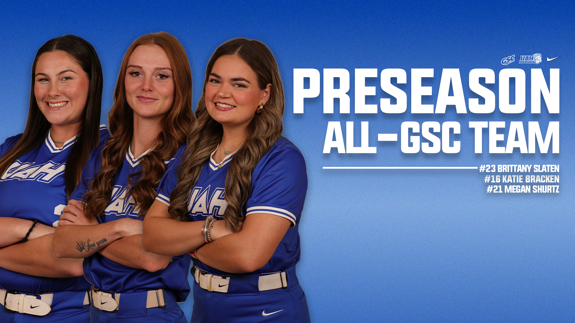 Katie Bracken, Megan Shurtz, and Brittany Slaten named to Preseason Softball All-GSC Team