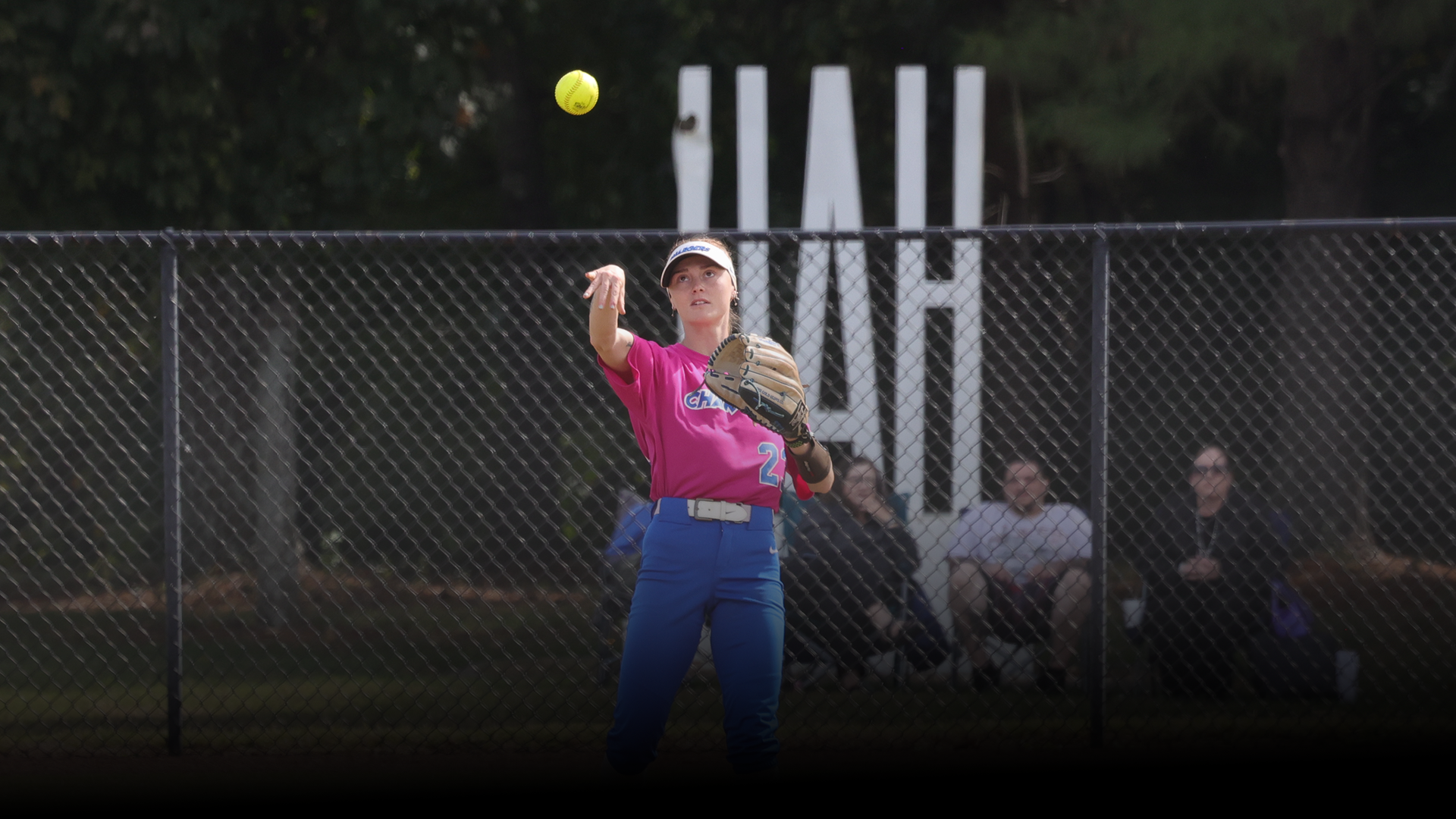 Brittany Slaten tossing a caught ball