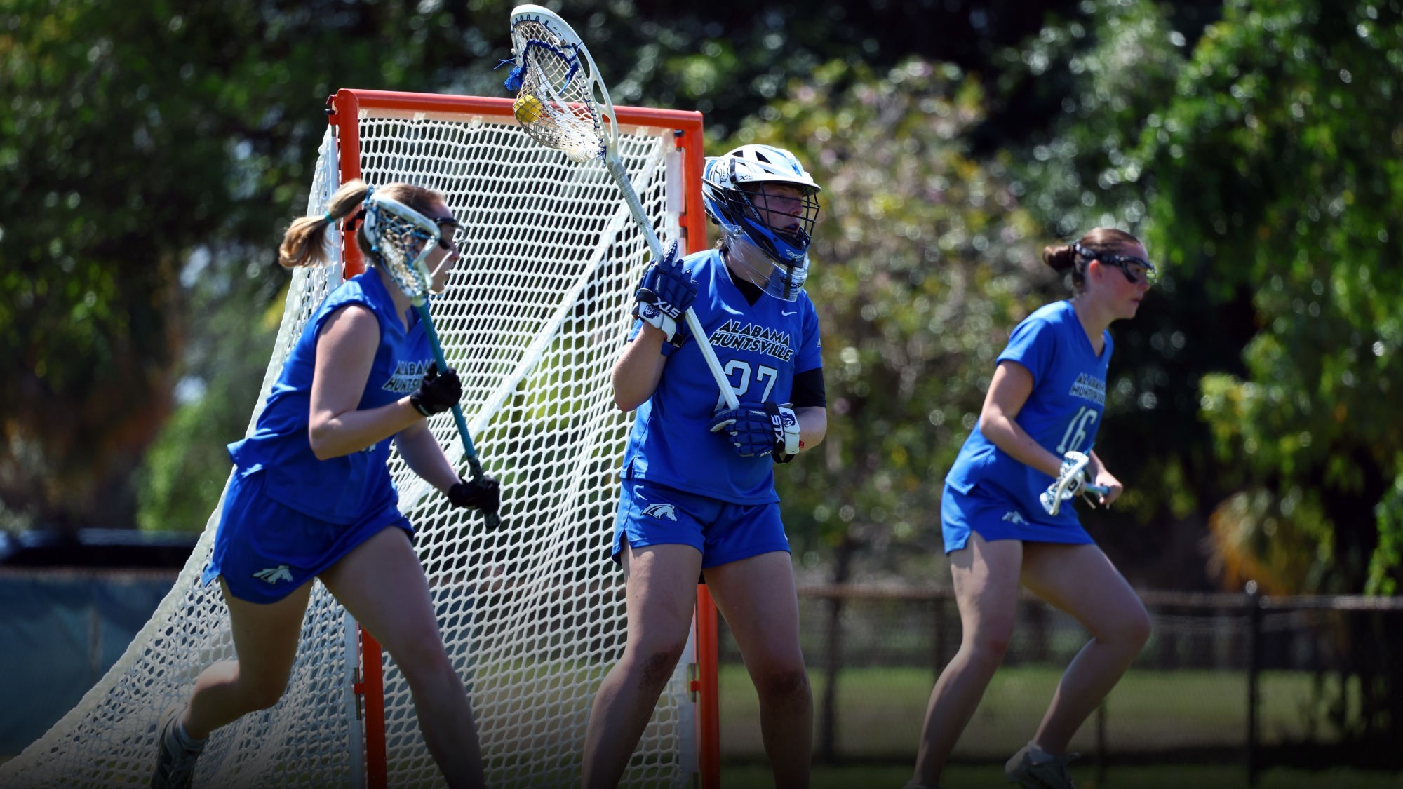 Brooke Denny surveying the field after a save
