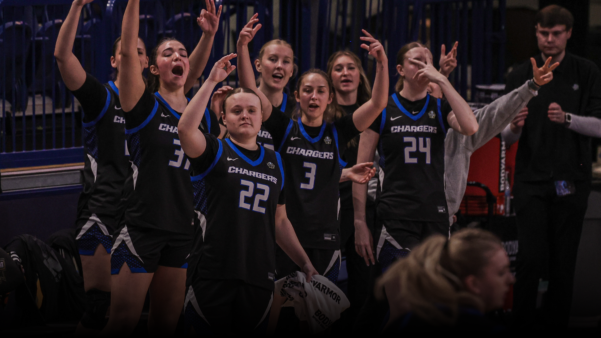 WBB Bench Celebrating