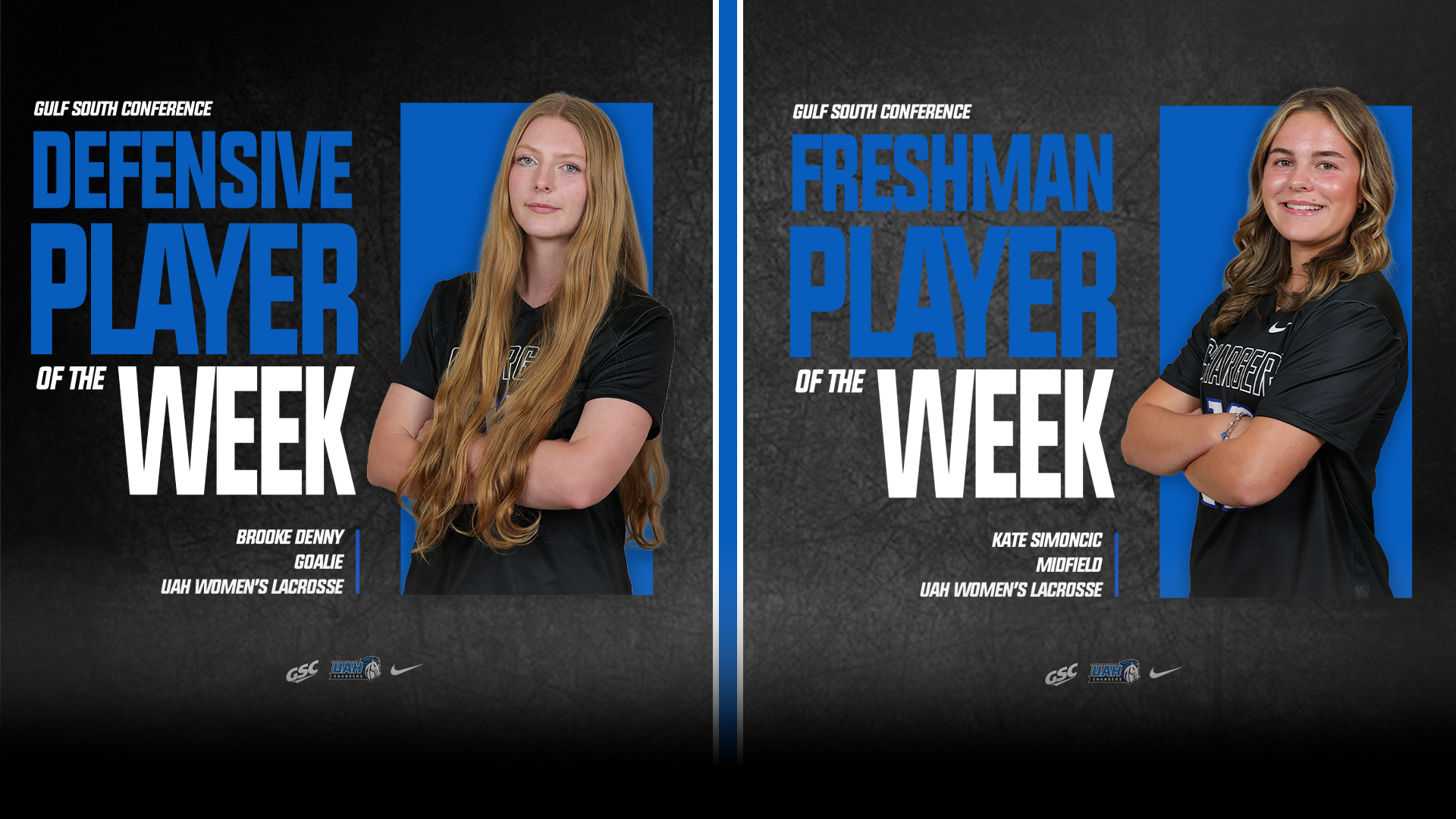 Brooke Denny and Kate Simoncic earn GSC weekly honors